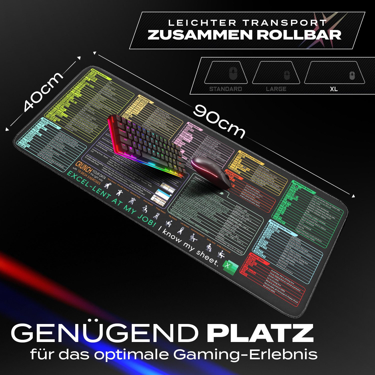 MAXLVL Gaming Mauspad 900 x 400mm - Fransenfreie Ränder - rutschfest (Großes Mousepad präzises und langlebiges Large Mouse Pad), Rutschfeste Schreibtischunterla – Bild 2 von 5