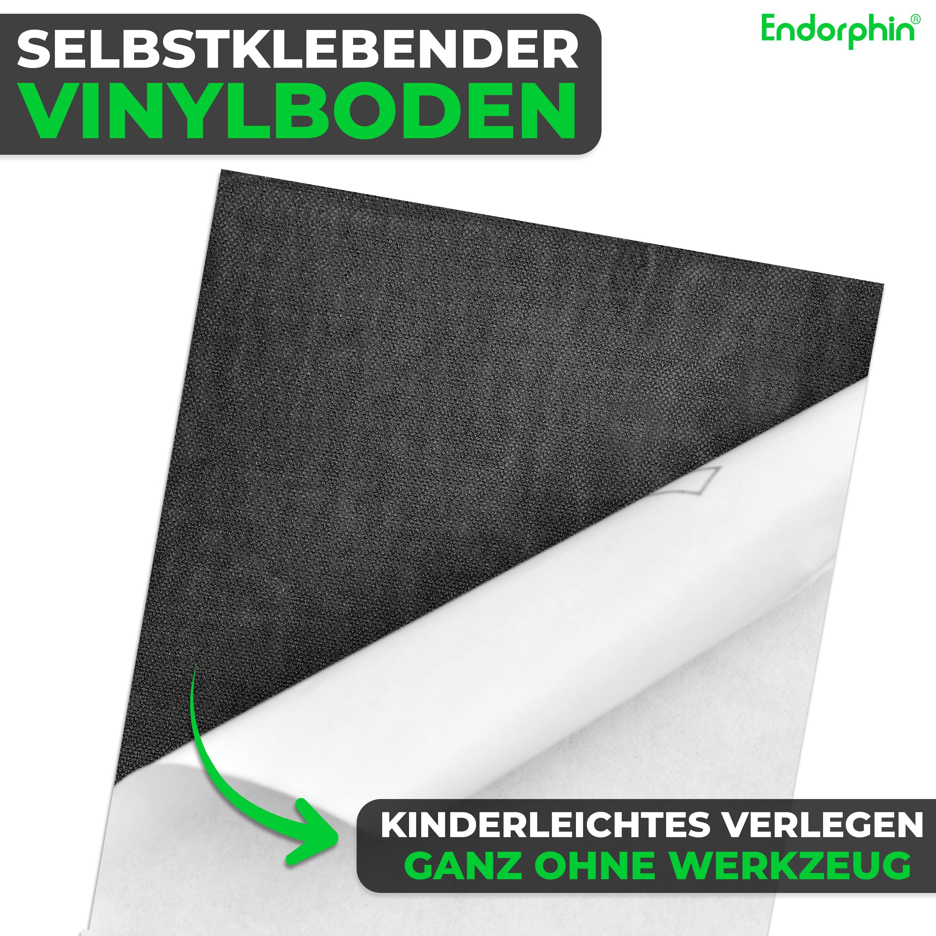 Endorphin Vinylboden Vinylboden selbstklebend in Holzoptik Dunkelgrau 2,93qm, mit fühlbarer Oberfläche
