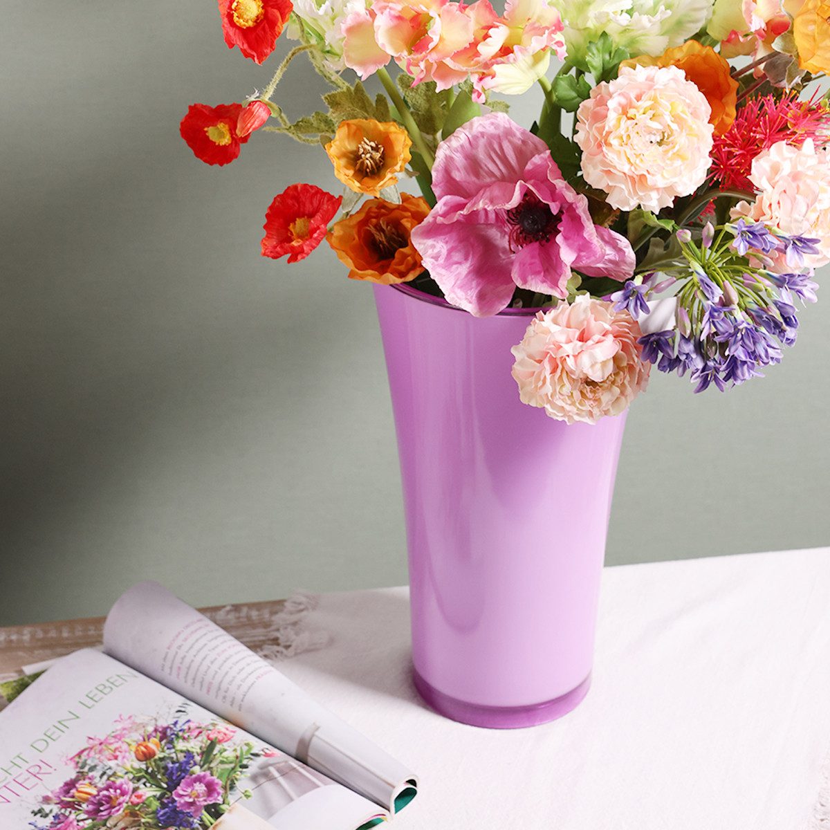 Florists Products Blumentopf Modische Vase "Fizzy" in Lila, Kunststoff, 35cm hoch, Dekovase