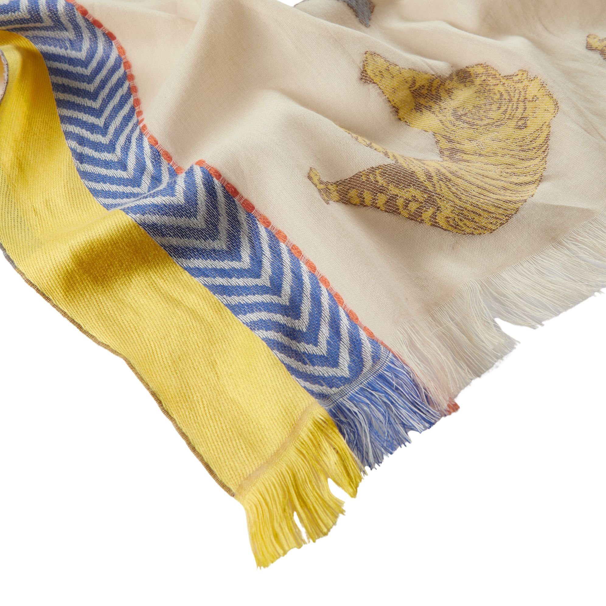 Hochwertiges Codello in Jaquard Modeschal gelb, Codello Muster Schal Tiger