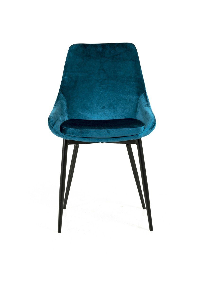 KAWOLA Esszimmerstuhl LEILA, Stuhl Velour midnight blue