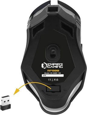 EMPIRE GAMING Armor RF800 Teclado y Ratón Para Gamer, wiederaufstellbar Tastatur- und Maus-Set, RGB Wireless 2,4 GHz Keyboard – 4800 DPI Maus – PC PS4 PS5 Xbox One