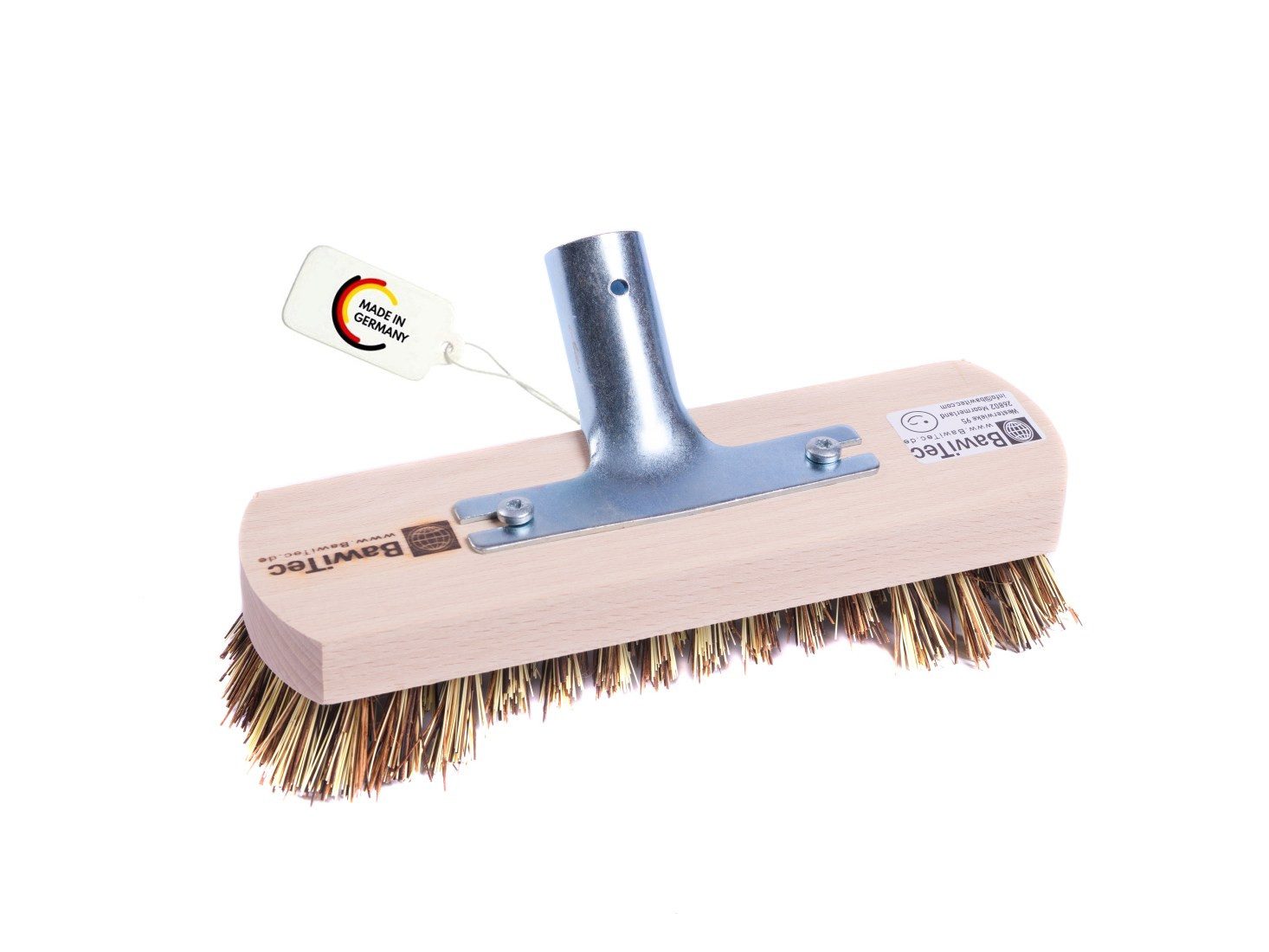 Reinigungsbürste Schrubber hart mit Bart/Rand und Metall-Stielhalter 22,5cm Breit Holz