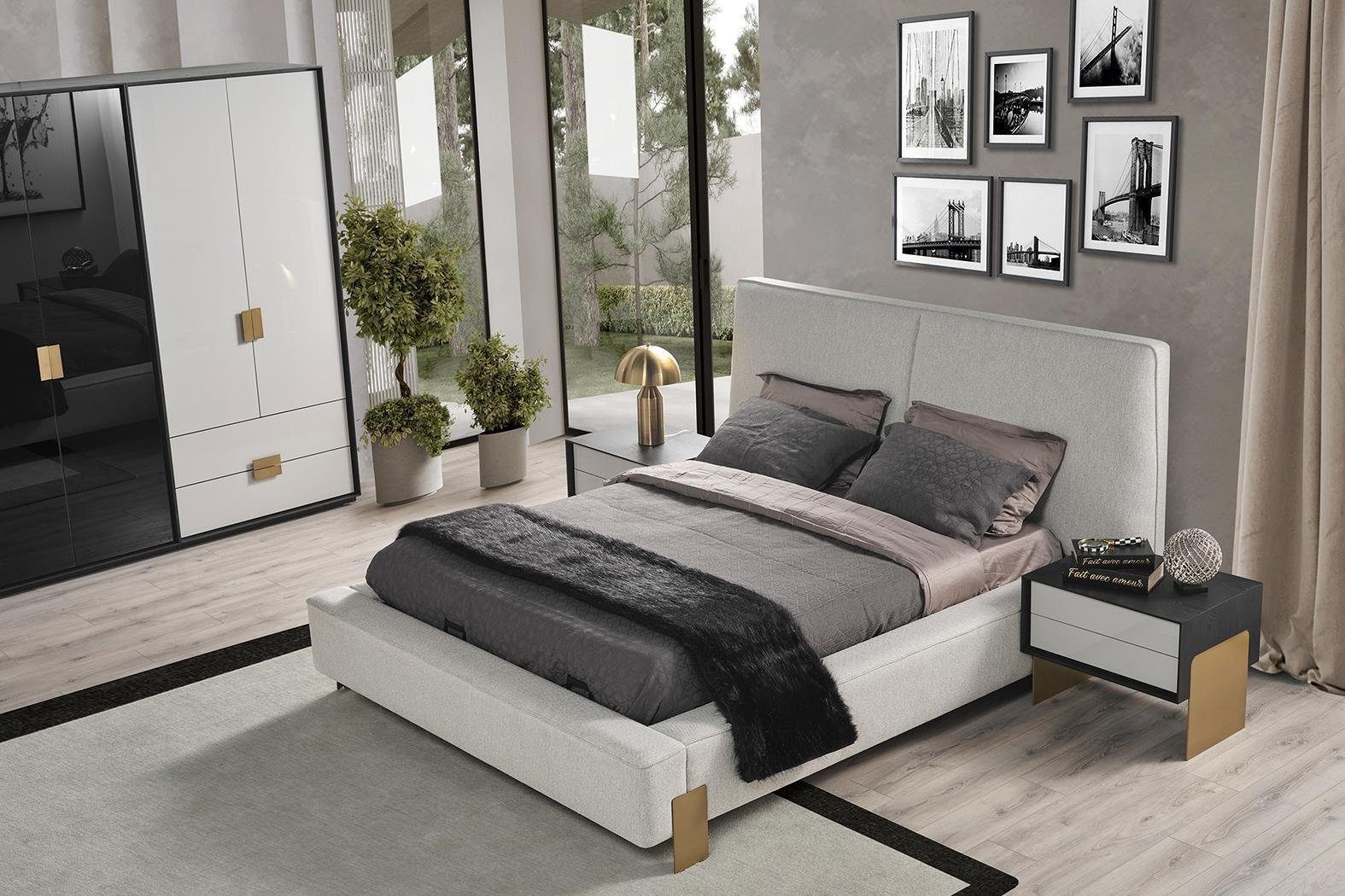 Luxus Europe Schlafzimmer 2x In Set neu Schlafzimmer-Set 4tlg., Nachttische Kleiderschrank JVmoebel Bett Made