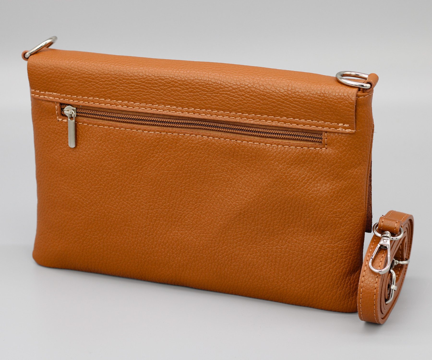 Adel Bags Schultertasche CALI Schlanke Tasche mit 3 Fächer, Slim Crossbody Bag Echtes Leder