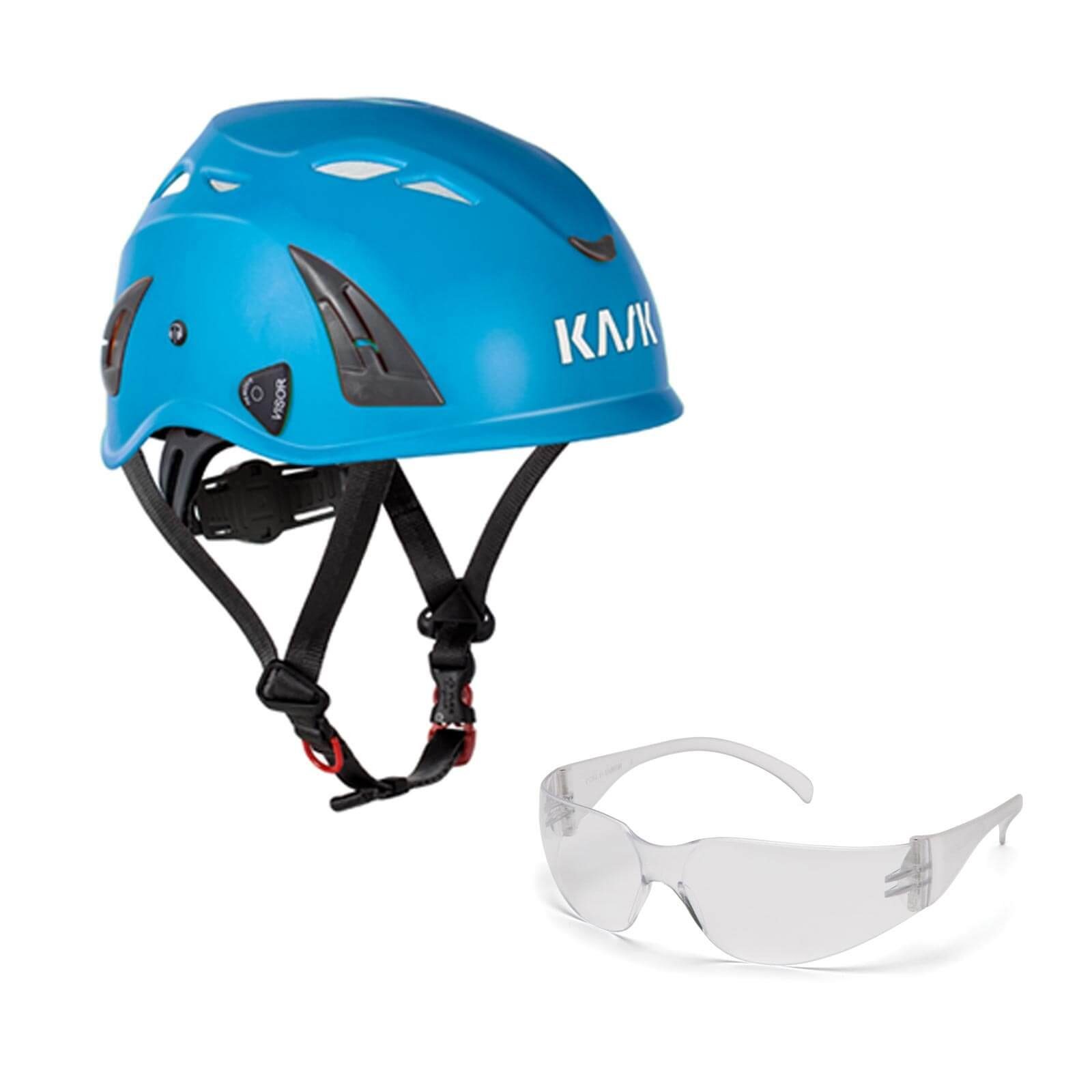 Kask Schutzhelm Bergsteigerhelm, Industriekletterhelm Plasma AQ + Schutzbrille klar hellblau