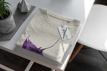 Sinus Art T-Shirt Herren Shirt 100% gekämmte Bio-Baumwolle T-Shirt Mantarochen Wasserfarben Motiv Nachhaltig Ökomode (1-tlg)