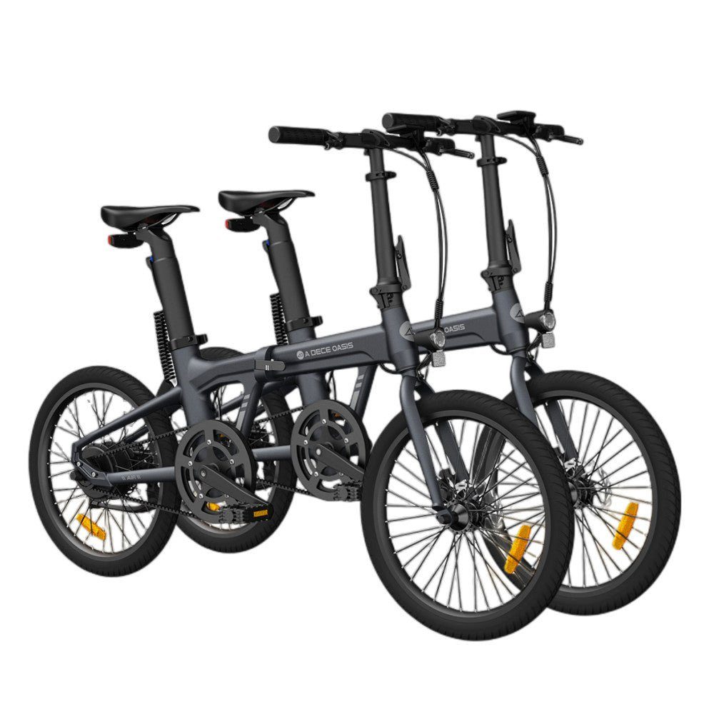 ADO E-Bike 2*Air 20 Faltrad E-Fahrrad Ultraleichtgewicht 17,5 KG,Riemenantrieb, 1 Gang, Heckmotor, ebike Damen/Herren,StVZO( mit Akku-Ladegerät,Handyhalter) Grau+Grau