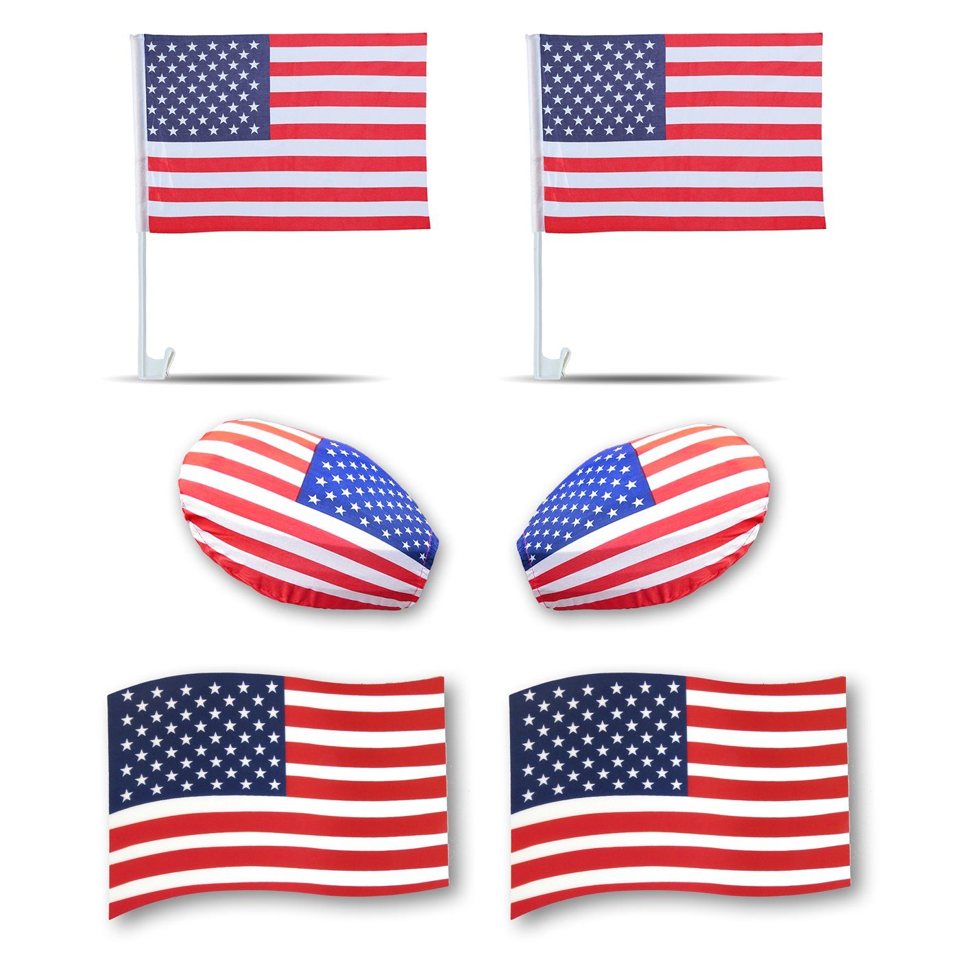 Sonia Originelli Fahne Fanpaket "USA" United 3D-Effekt Amerika Magnete: States America Magnet Außenspiegel