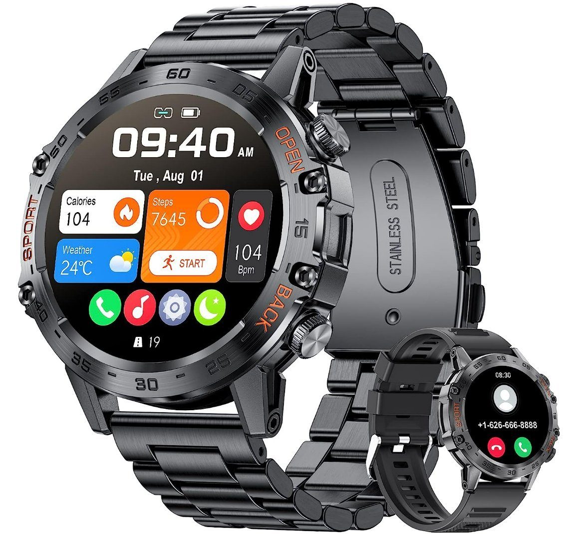 Lige Smartwatch (Android iOS), Herren Mit Telefonfunktion Rund Blutdruck Wasserdicht Men