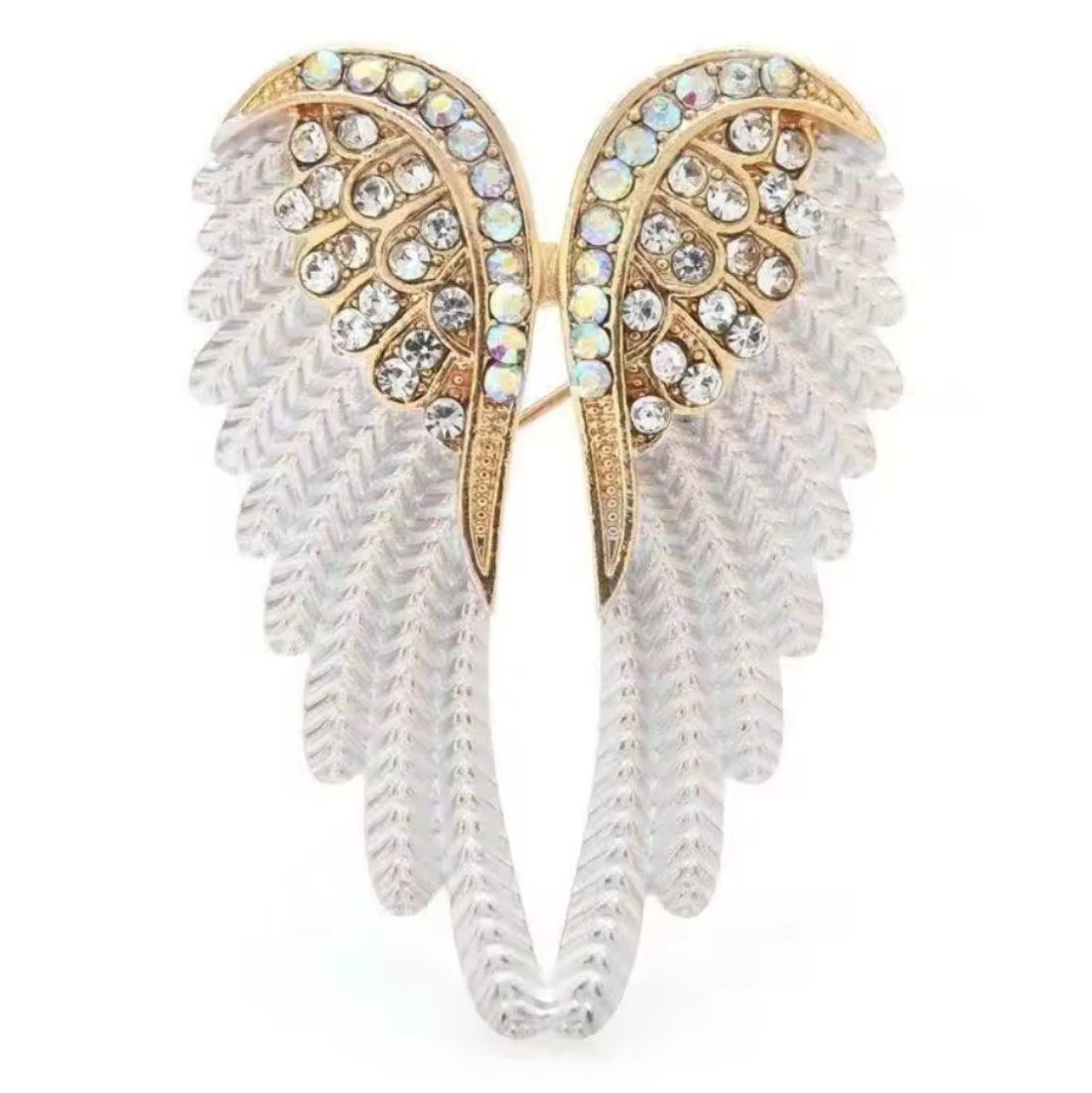 Dark-Desires Brosche Brosche Engelsflügel weiss-gold, Damen Brosche vintage günstig online kaufen