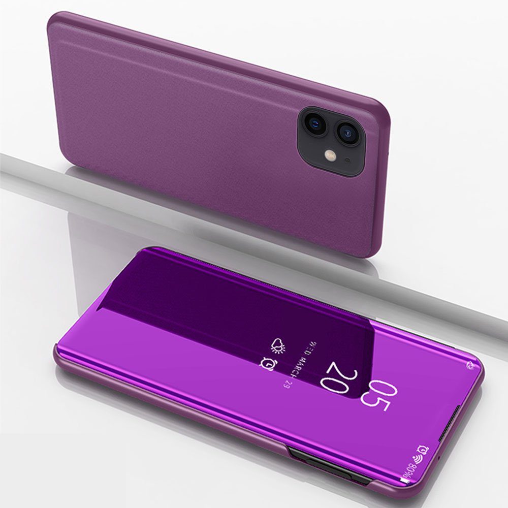 FITSU Handyhülle Spiegel Hülle für iPhone 12 Handytasche, Schlanke Klapphülle, elegantes Flipcase, Handyhülle mit Standfunktion