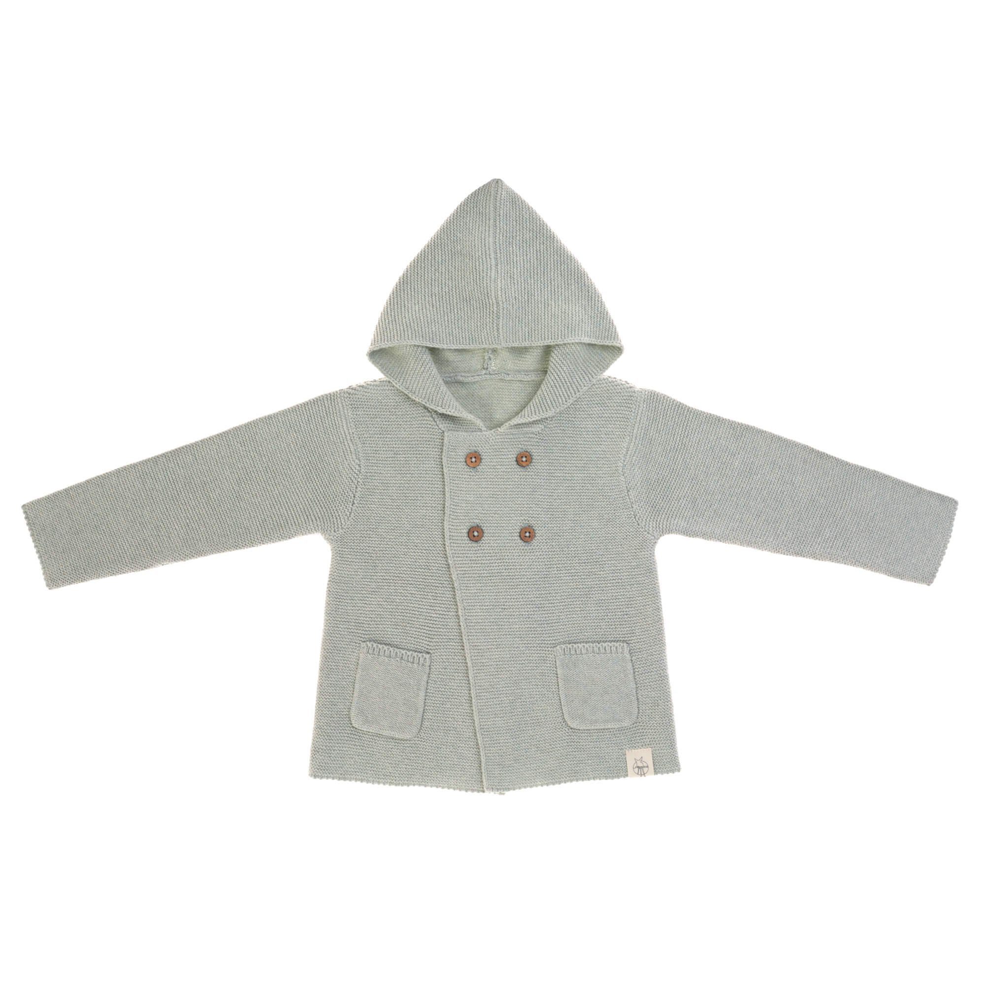 LÄSSIG Kapuzenstrickjacke Lässig Jacke für Ihr Baby - Knitted Hoodie GOTS, Garden Explorer Aqua Grey