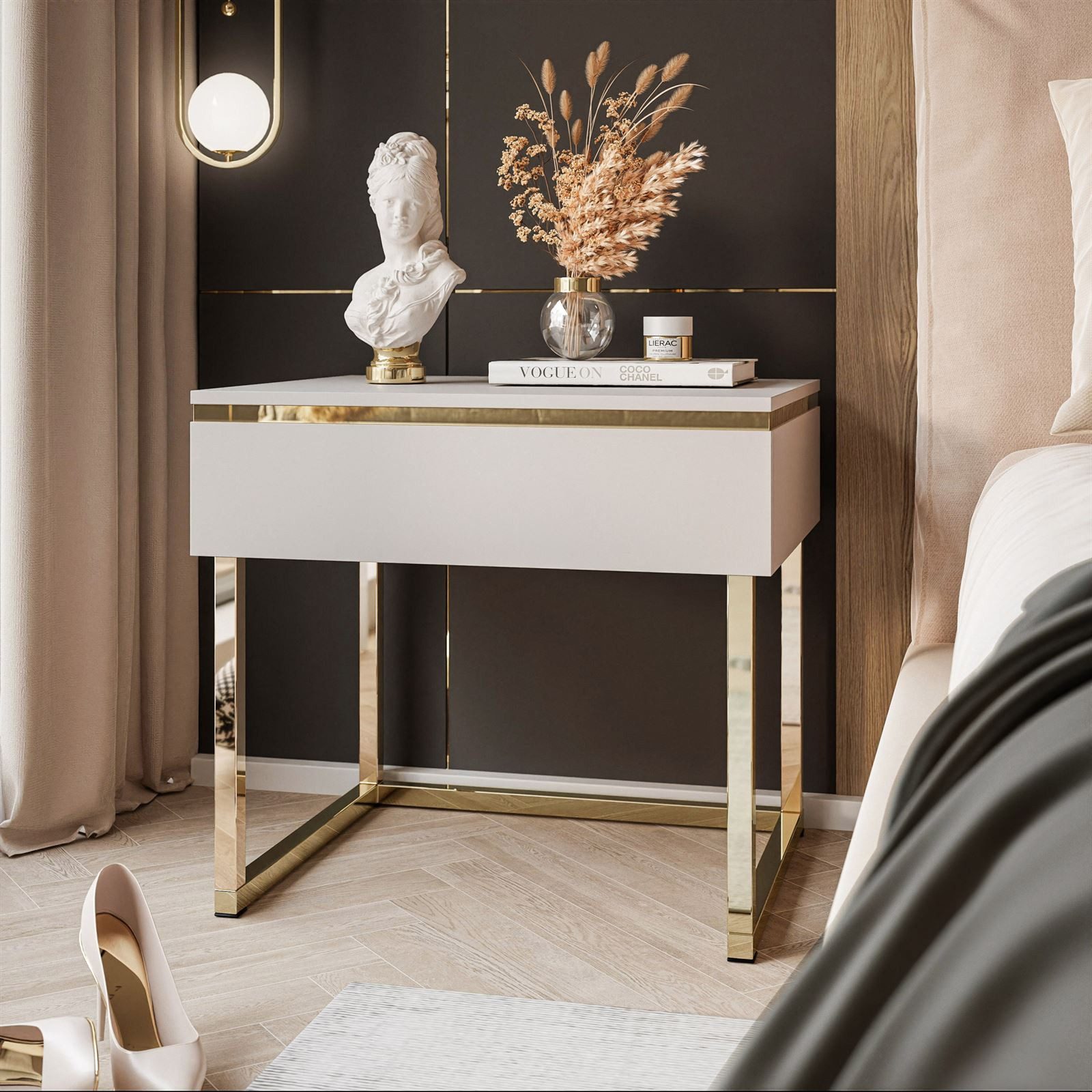 Lookway Nachttisch AURORA KASCHMIR mit goldenem Gestell günstig online kaufen