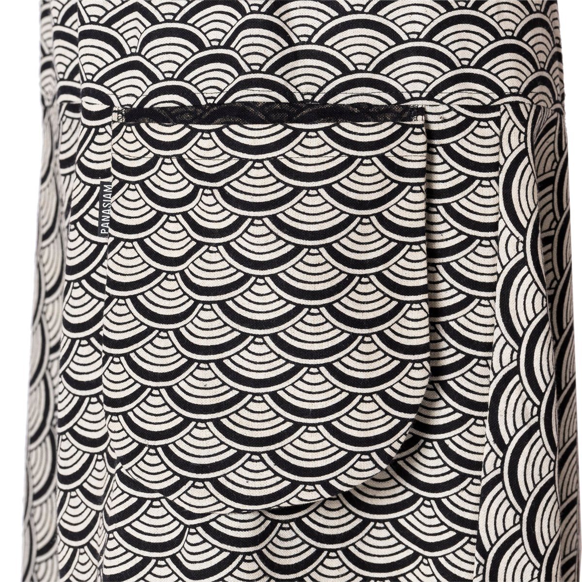 PANASIAM Relaxhose Aladinhose bequeme Seigaiha aus Mustern mit Pumphose grau 100% Baumwolle japanischen Geometrix bedruckt Freizeithose Damen gewebter grob Haremshose
