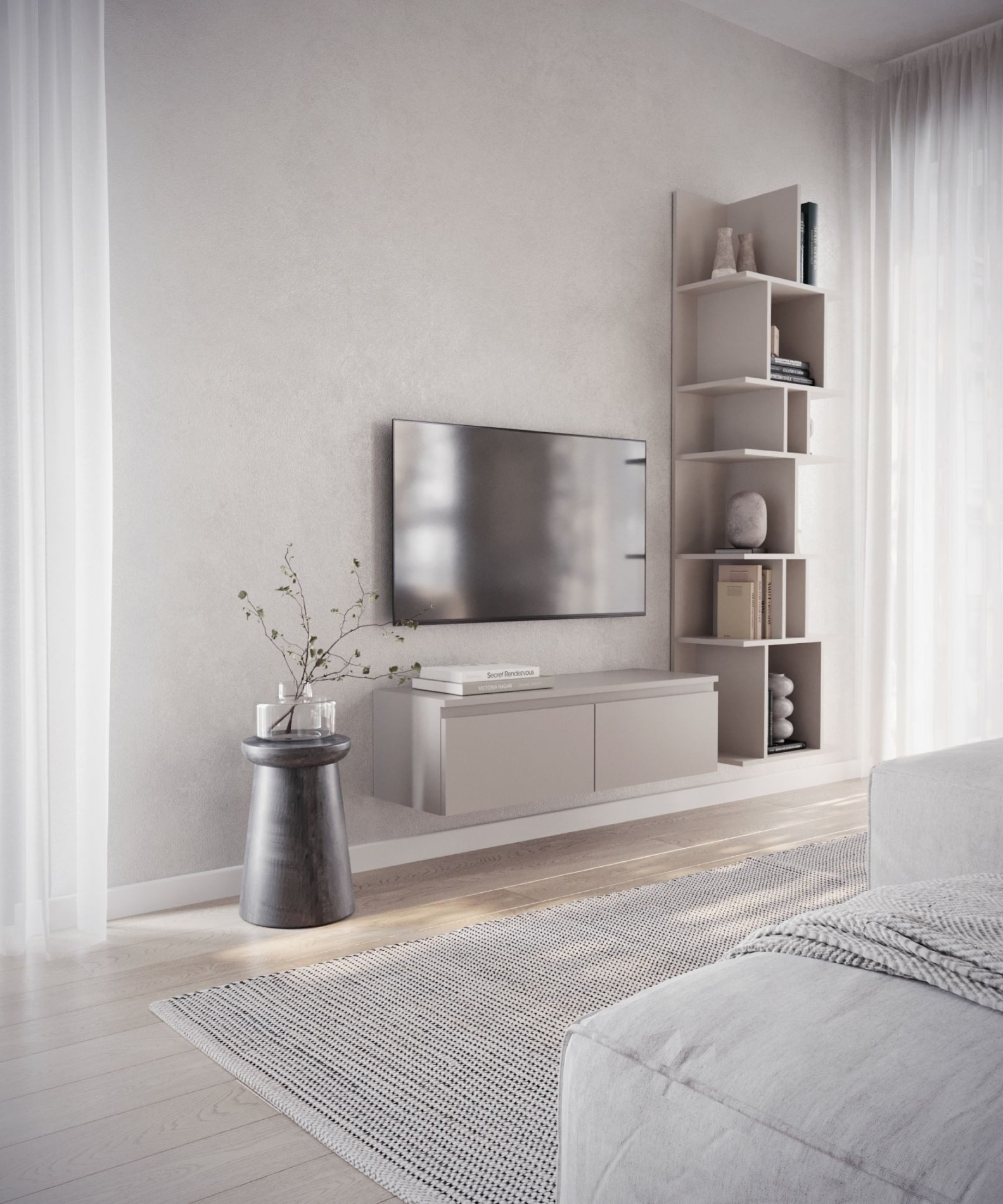 Selsey TV-Schrank BEMMI Hängendes TV-Möbel mit Klappenfächern, 4 Breiten, matt, minimalistisch