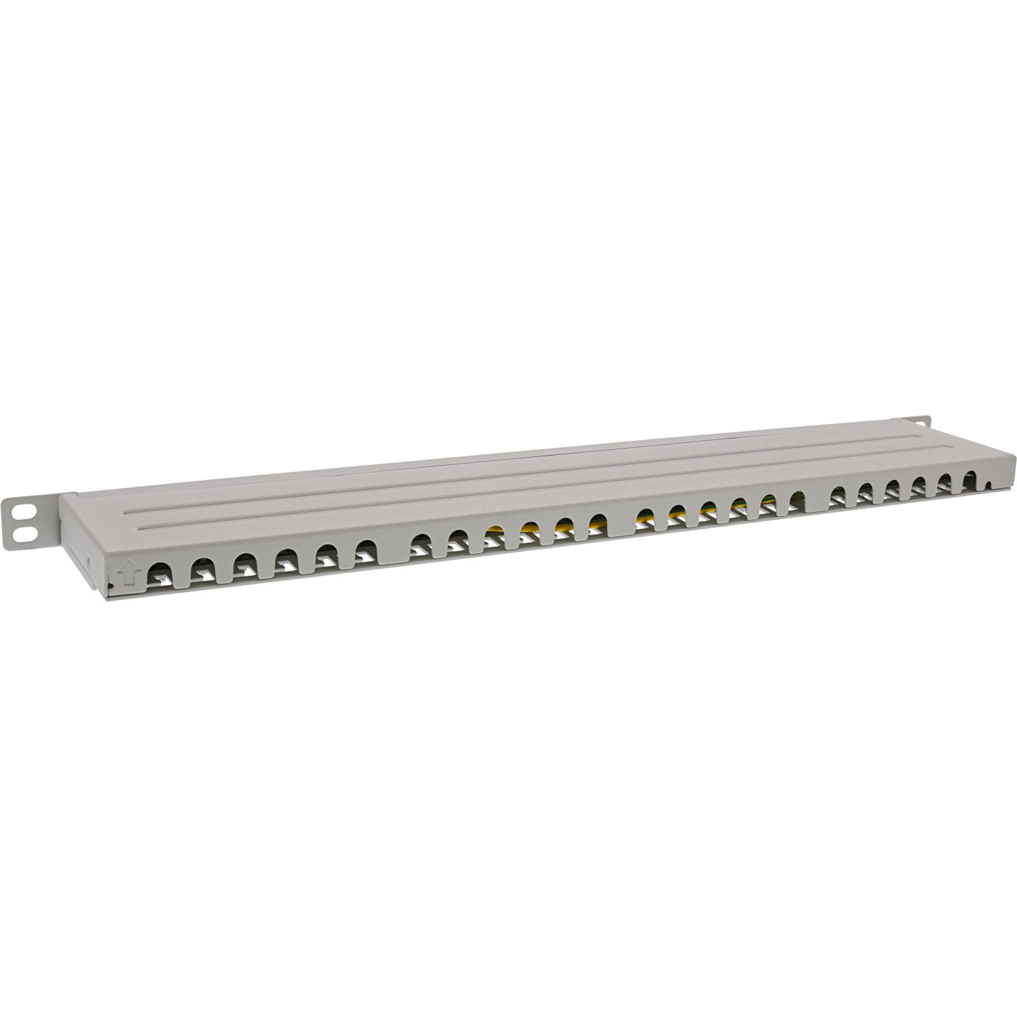 Inline Patchfeld Cat.6A 0,5 HE 24-fach, mit Staubschutz, grau Netzwerk-Patch-Panel