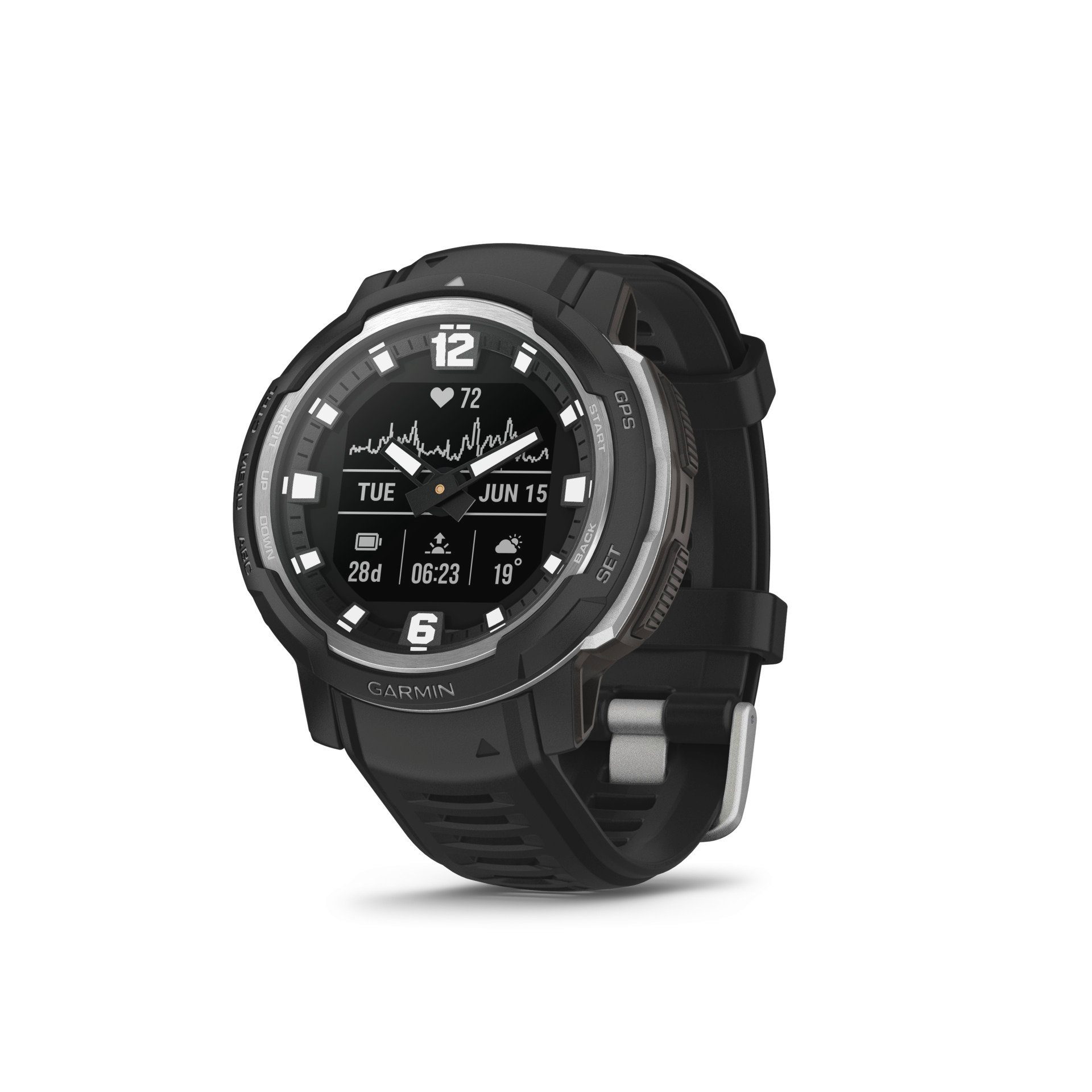 INSTINCT Garmin (2,3 CROSSOVER Smartwatch cm/0,9 Schwarz | schwarz Zoll)