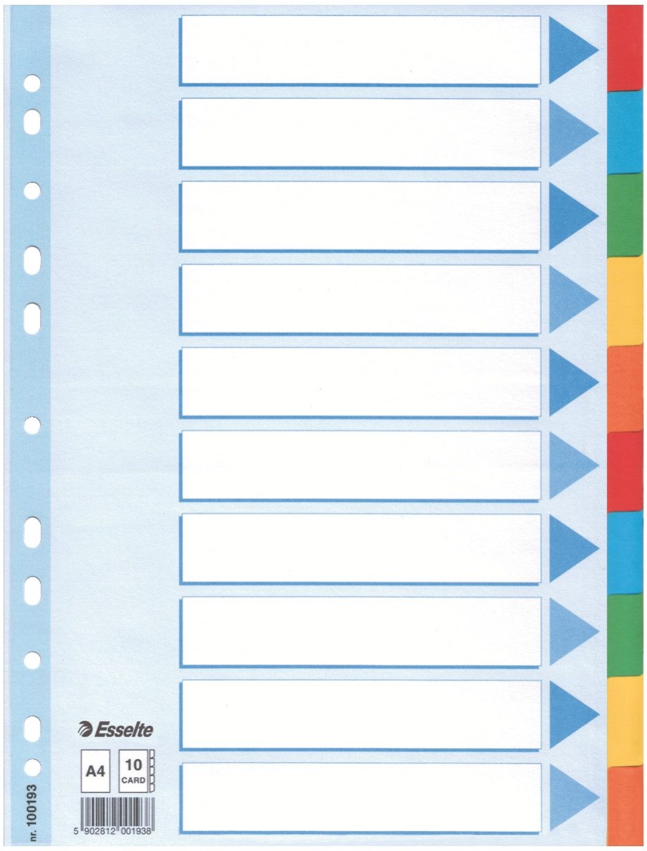 ESSELTE Aktenordner Register A4 160g/qm Karton 10-teilig