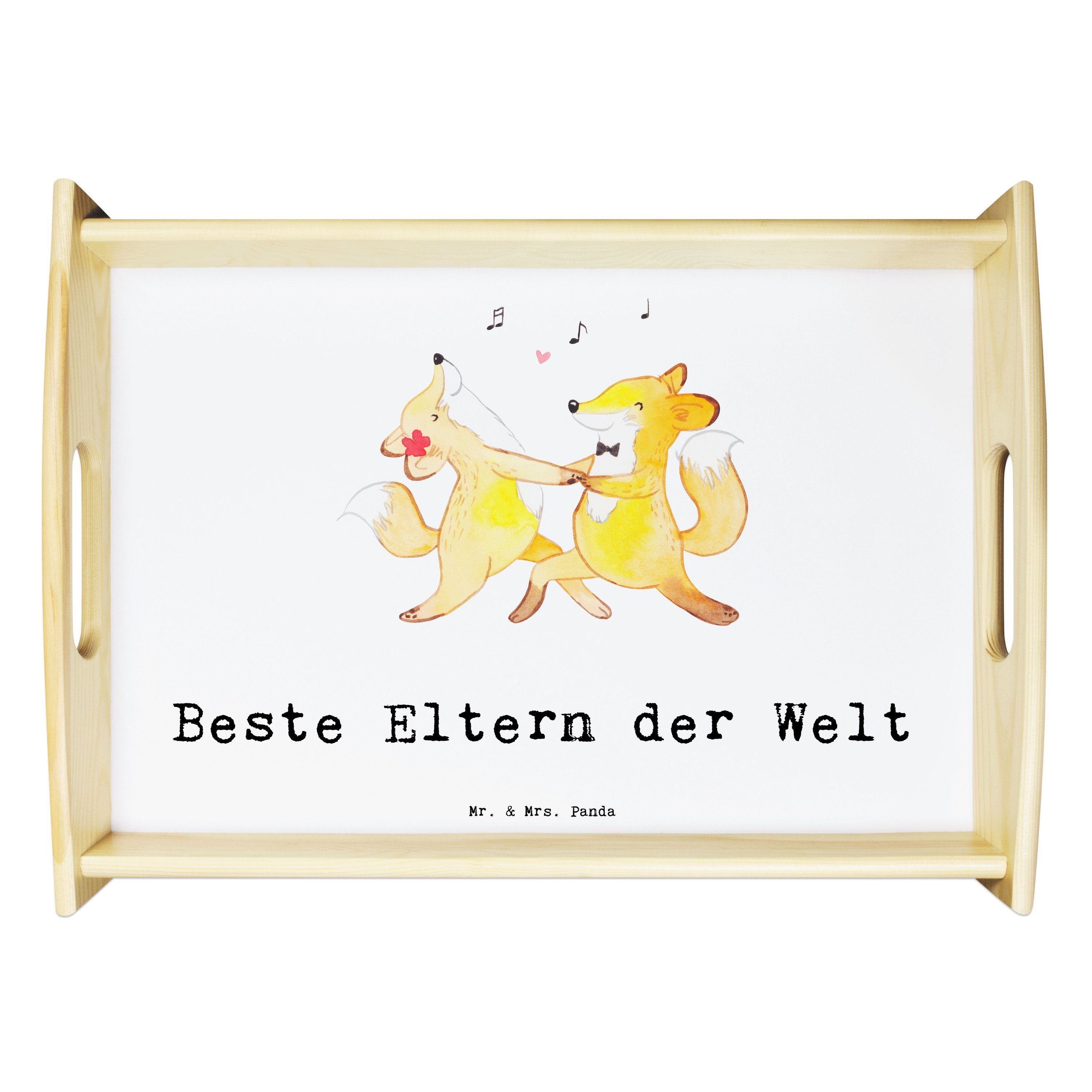 Panda der Mr. Weiß Mrs. Echtholz Tablett (1-tlg) Geburtstagsg, Geschenk, Welt lasiert, & Beste Eltern Fuchs - - Schenken,