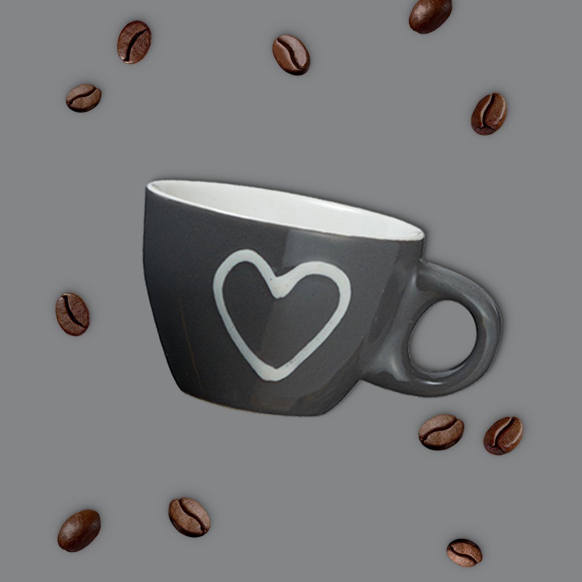 matches21 HOME & HOBBY Tasse Moderne Keramik Espresso-Tassen 4er Set beige weiß rot grau 50 ml, 4-tlg., Keramik, Kleine Landhaus-Stil Vintage Henkel Herz Kaffee – Bild 5 von 5