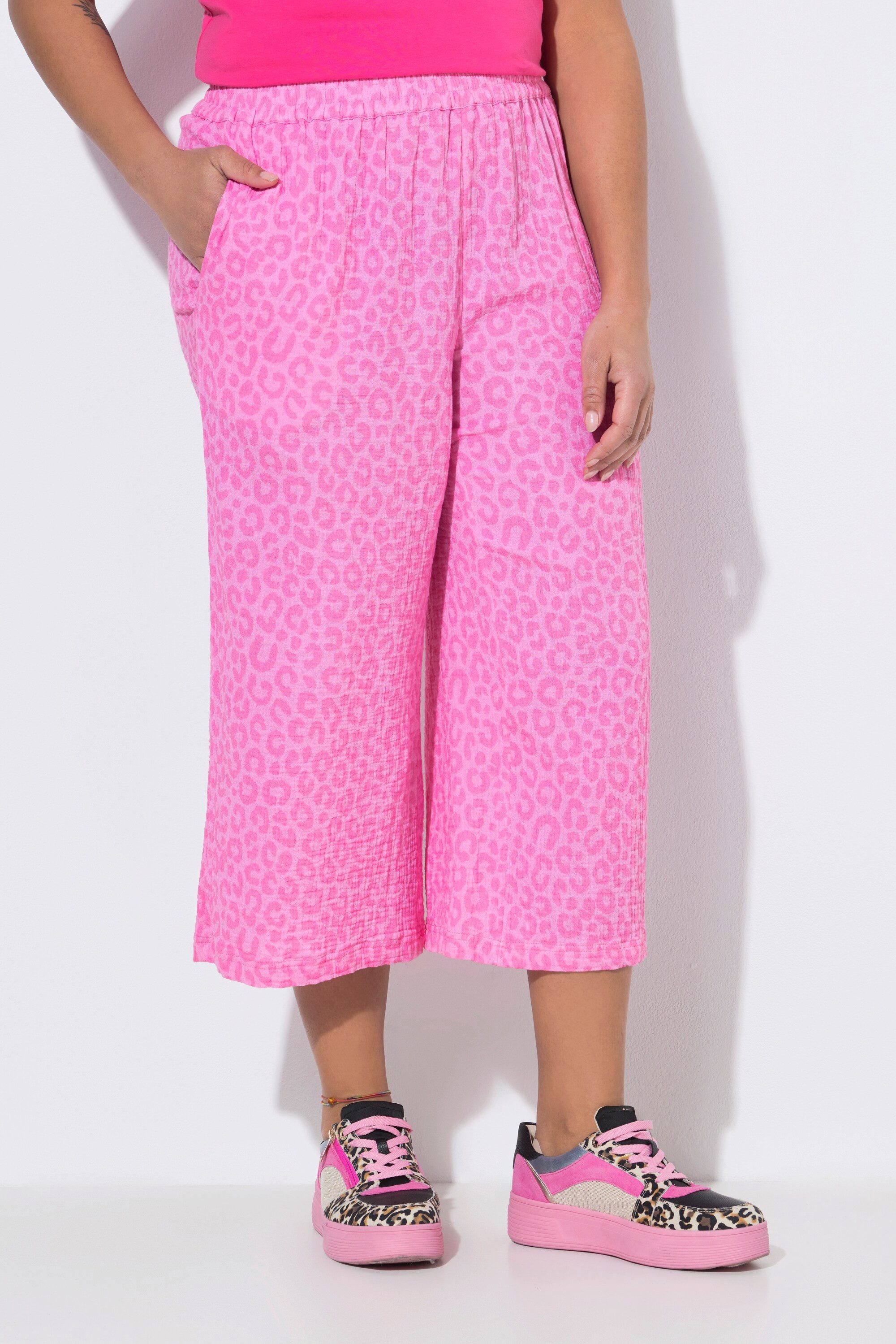 Angel of Style Funktionshose Culotte weites Bein Musselin Leo-Muster