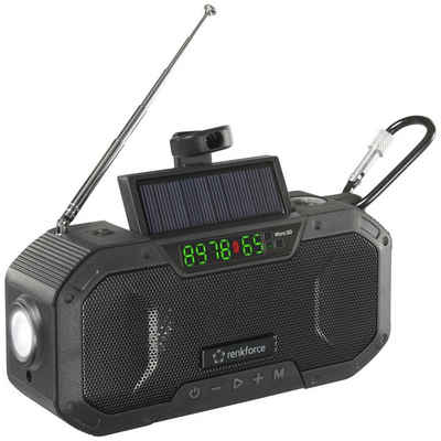 Renkforce Tragbares AM/FM Radio, wiederaufladbar, Radio (wiederaufladbar, Solarpanel, Handkurbel, Taschenlampe)