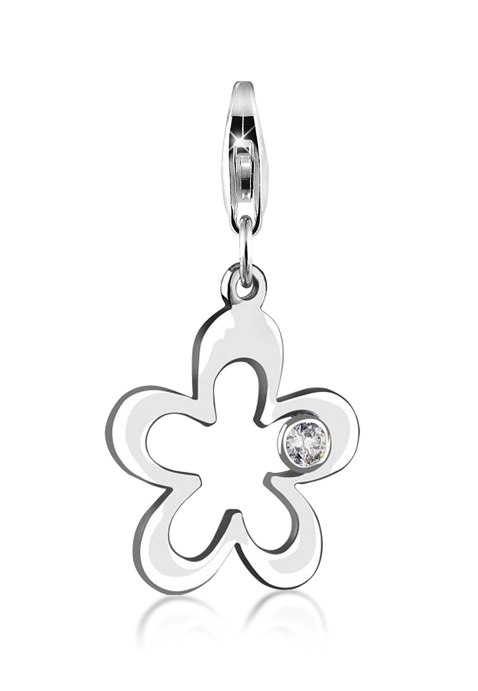 Charm-Einhänger Blumen-Anhänger Zirkonia Kristalle 925 Silber