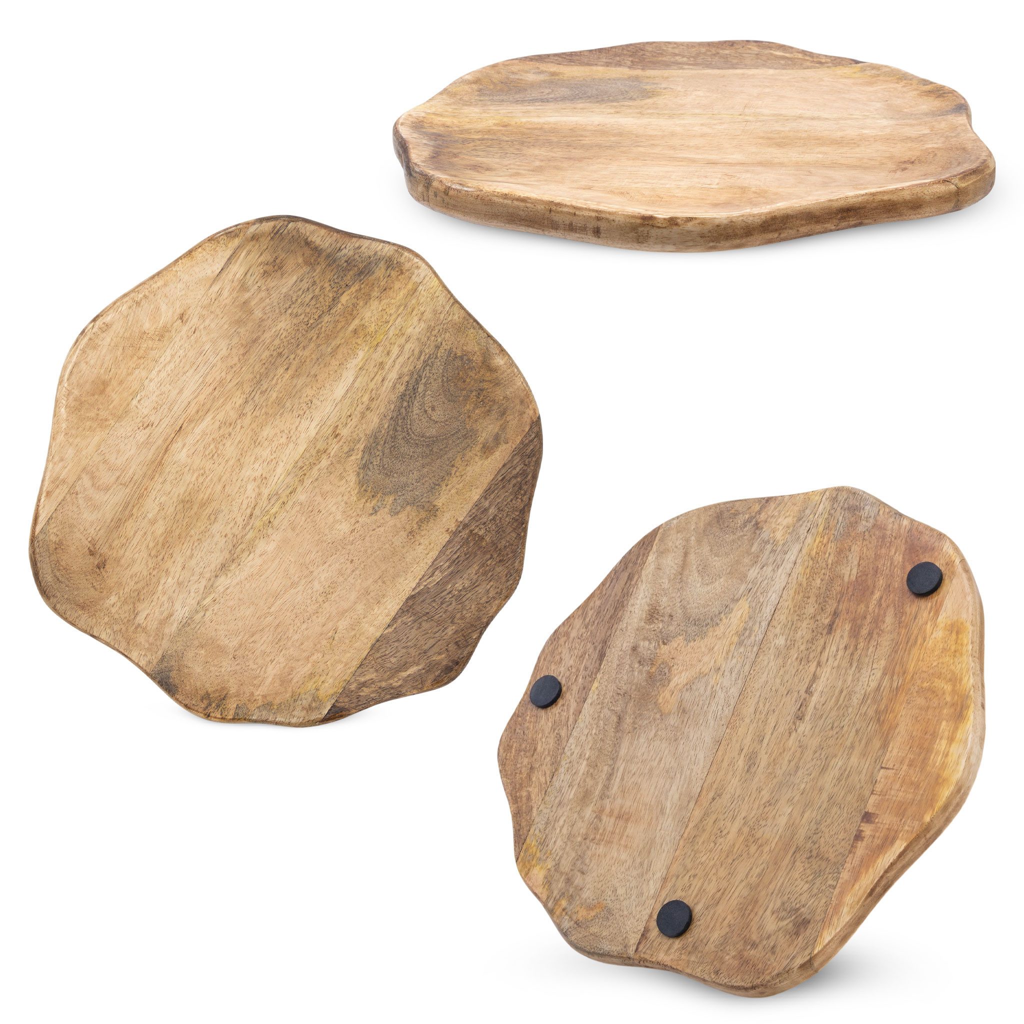 Spetebo Servierteller lebensmittelecht mit Naturkante, Mangoholz, (Einzelartikel, 1-tlg., 1x Servierplatte), mit Anti-Rutsch-Pads