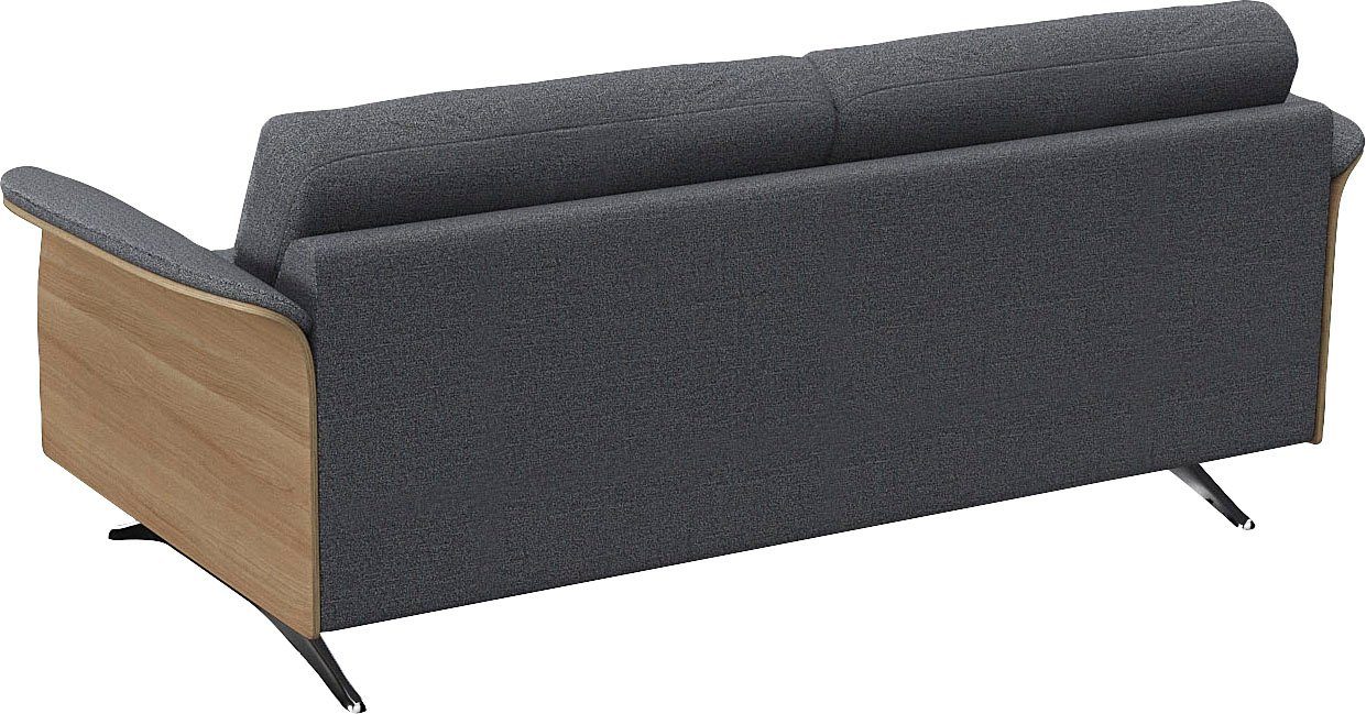FLEXLUX 2,5-Sitzer Glow Sofa, Couch, Premium-Sitz: Kaltschaum & Federkern, Arml. geölte Eiche, Fuß Alu