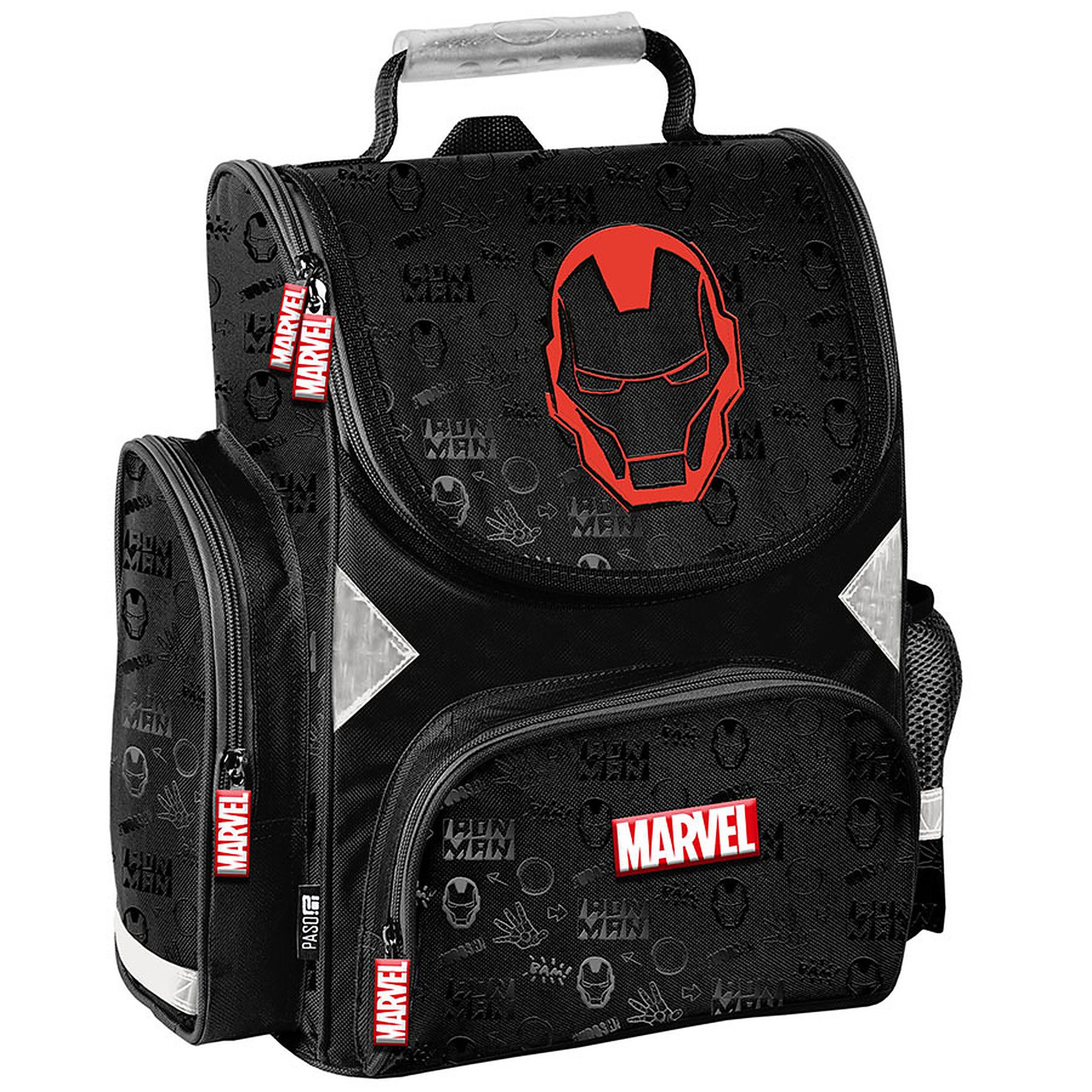 PASO Schulrucksack (Schulset, 5-tlg), Iron Man, 5-tlg. Set, Schwarz