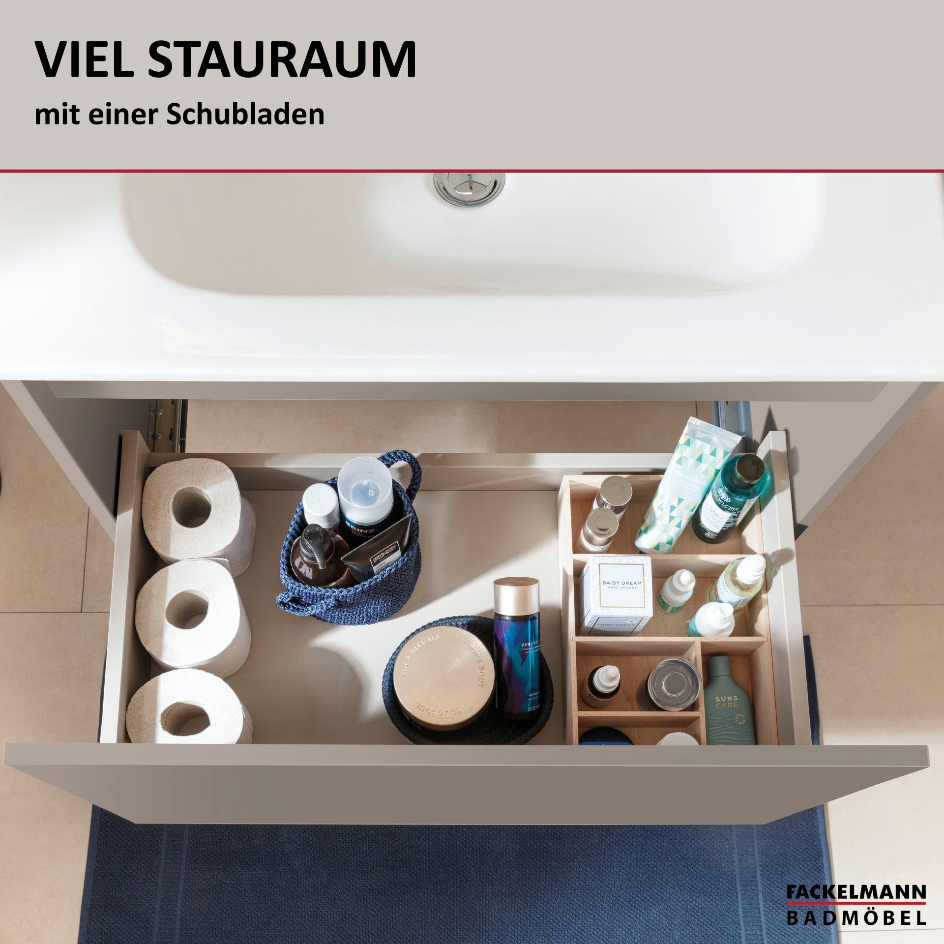 FACKELMANN Badmöbel-Set COMPACT LINE Waschtischunterschrank, Waschbecken