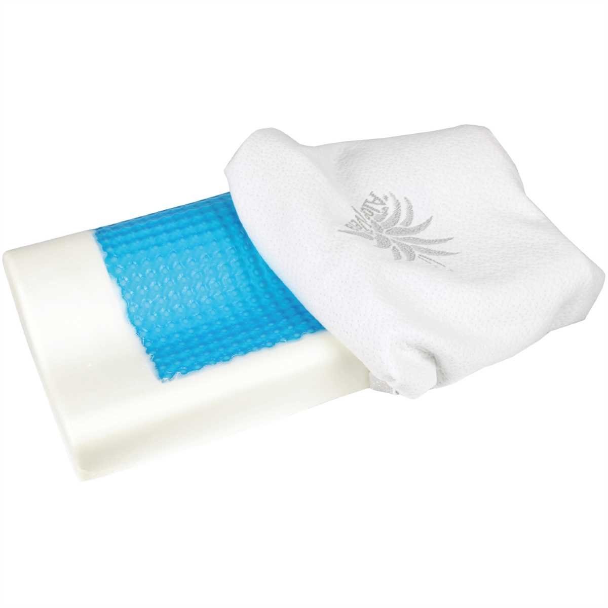 Nackenstützkissen, Bestlivings, Bezug: Polyester Aloe 30cm x mit "kühlende Gel 10/7cm), Memory Vera Bezug Nackenkissen Vera veredelter mit Veredelung, Aloe (60cm x Gesundheitskissen Foam, Einlage"