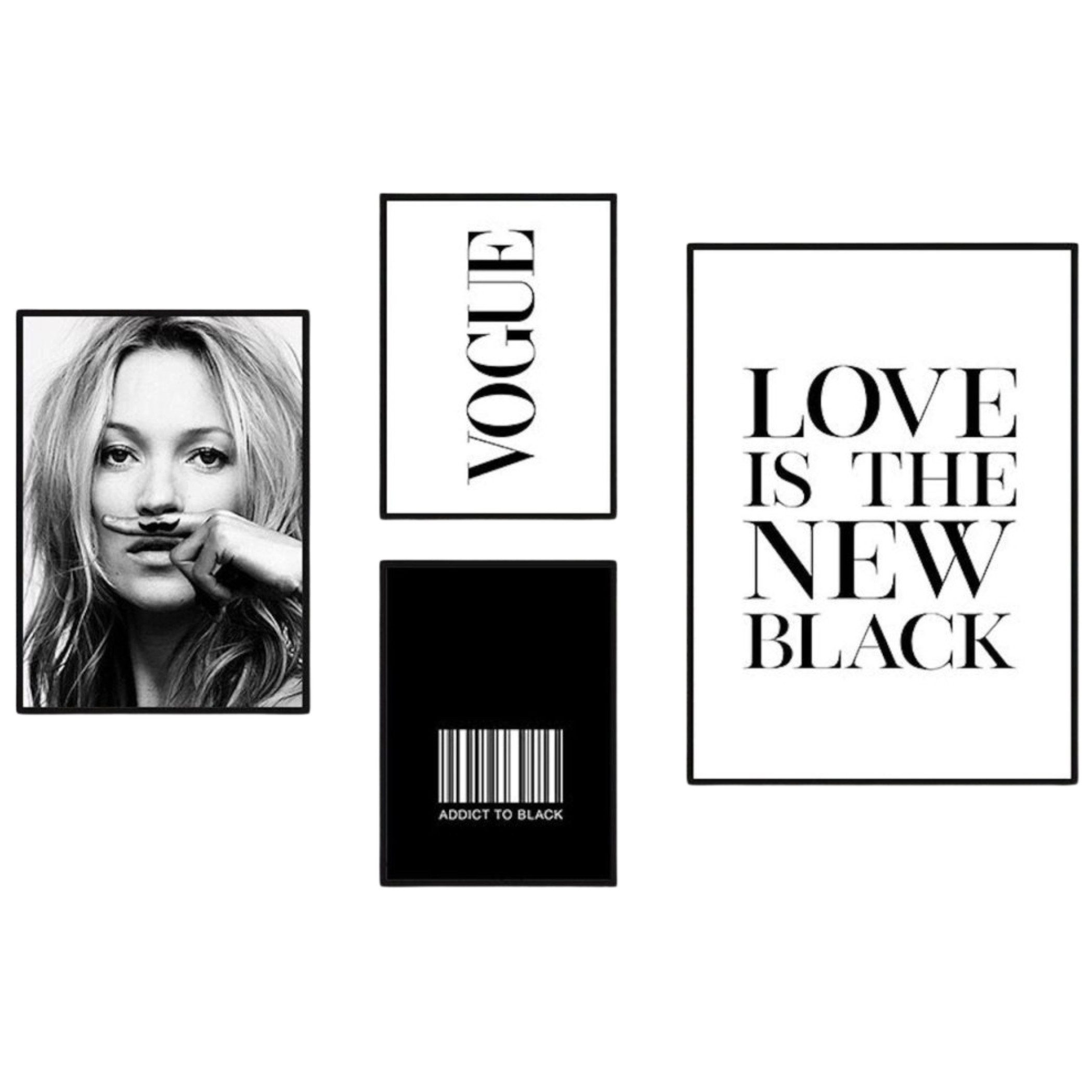 JUSTGOODMOOD Poster Schwarz Weiß Kate Moss Vogue Vintage Wohnkultur Wohnzimmer Wandbilder, A (1 St)