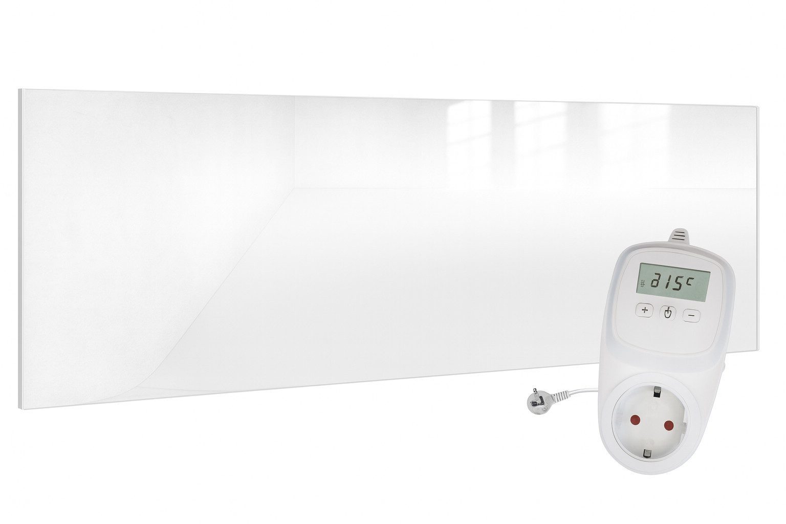 UMBRELLA Infrarotheizung Glas 700 W mit Thermostat TH10 – Carbon-Crystal & Ein- / Aus-Schalter, Flache Wandheizung aus Sicherheitsglas