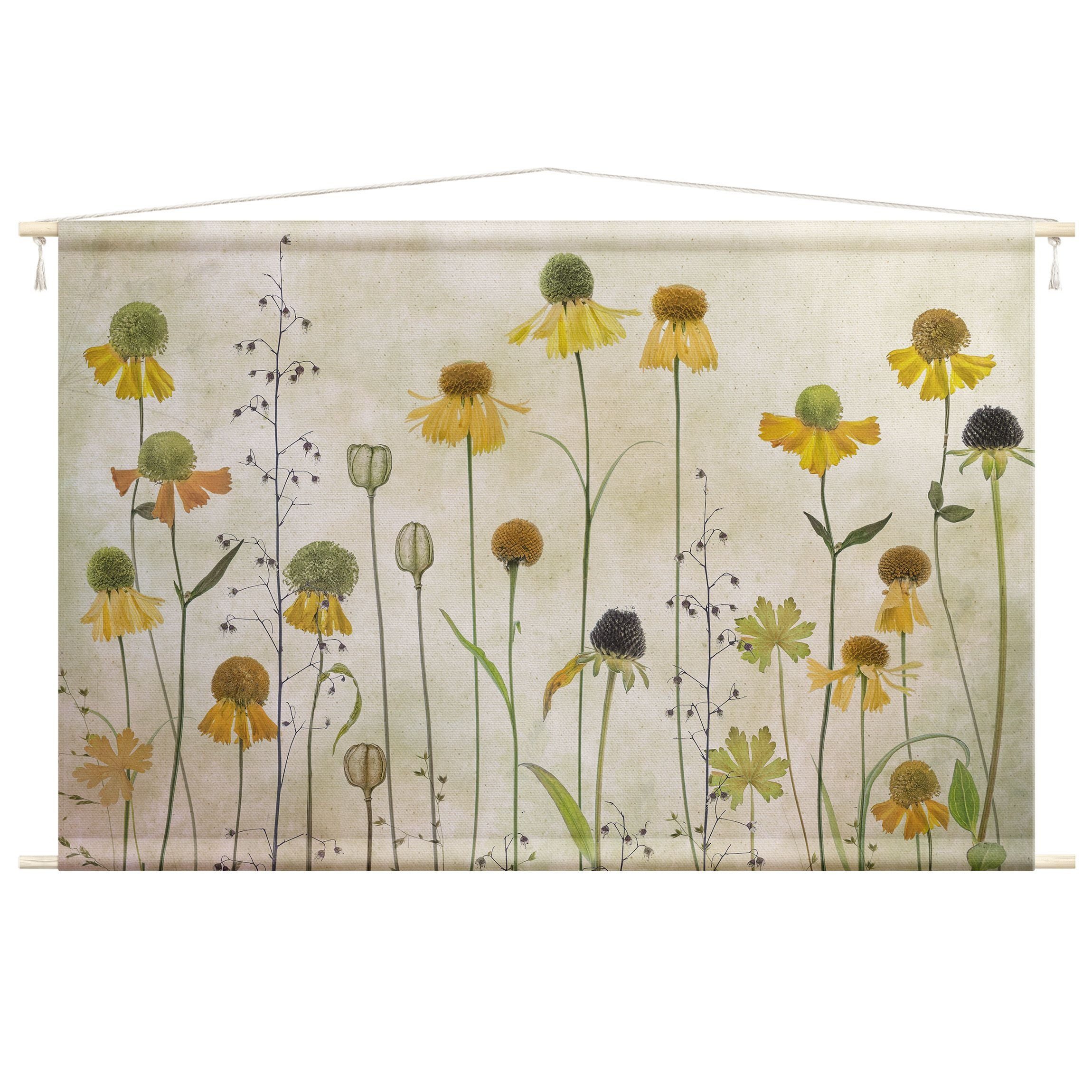 Bilderdepot24 Wandteppich modern Vintage Botanik beige, günstig online kaufen