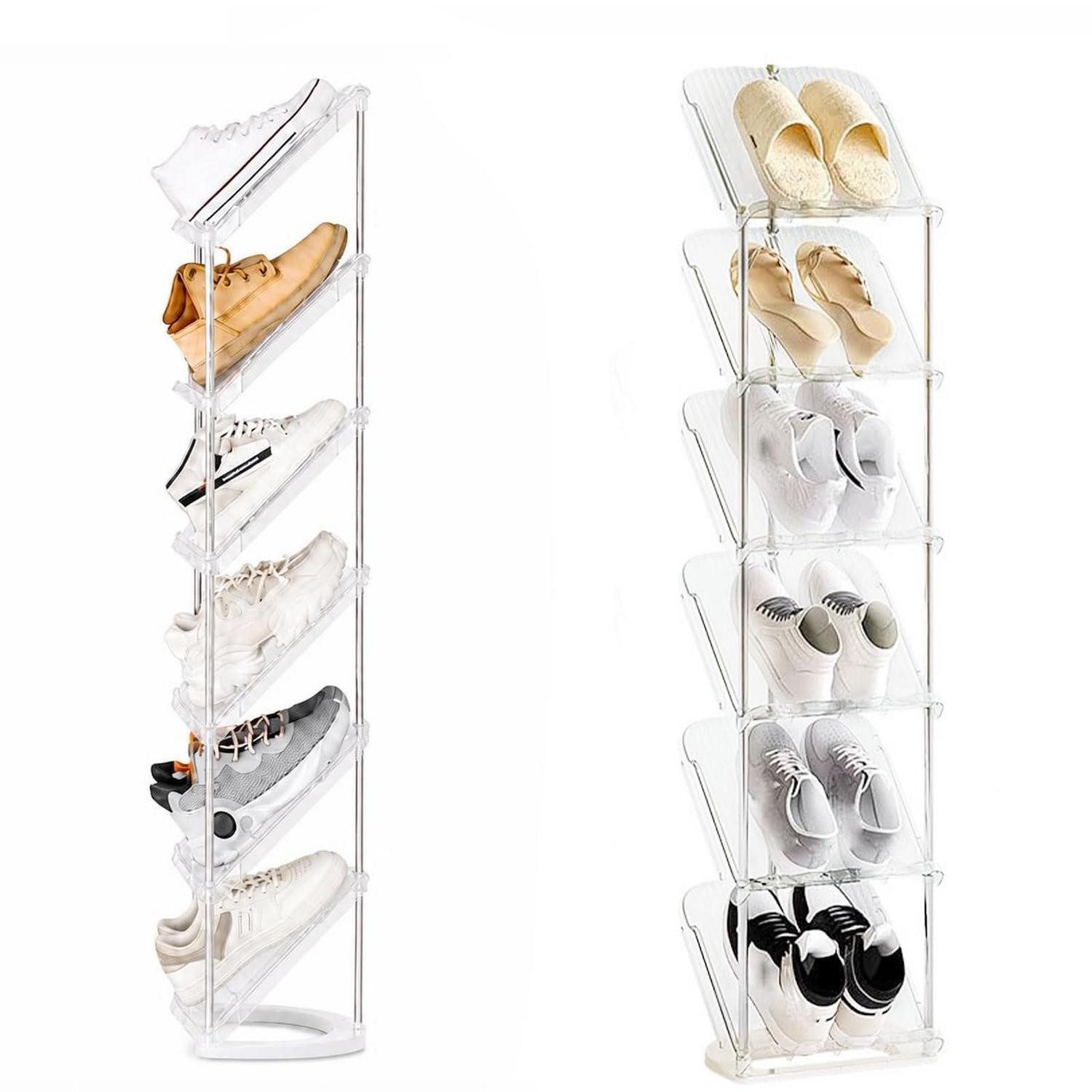 LuxusKollektion Schuhregal Schuhregal Schräg Schmal 6 Etagen Transparent Weiß