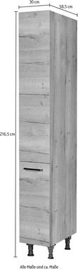 nobilia® Apothekerschrank "Structura", mit 5 Einhängekörben, Breite 30 cm, Höhe 216,6 cm, vormontiert, Ein- und Auszugsdämpfung SoftStoppPro