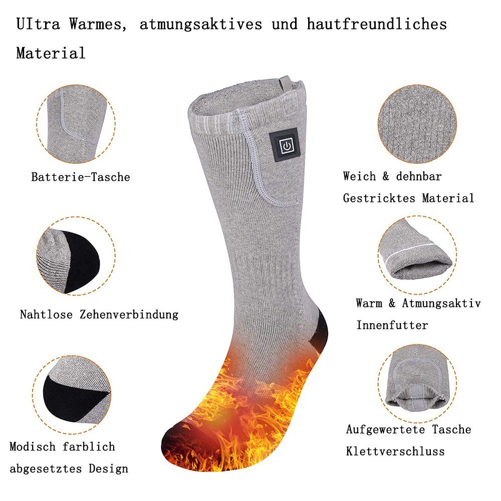 GelldG Thermosocken Beheizbare Socken Heizsocken Thermosocken Fußwärmer Wiederaufladbare