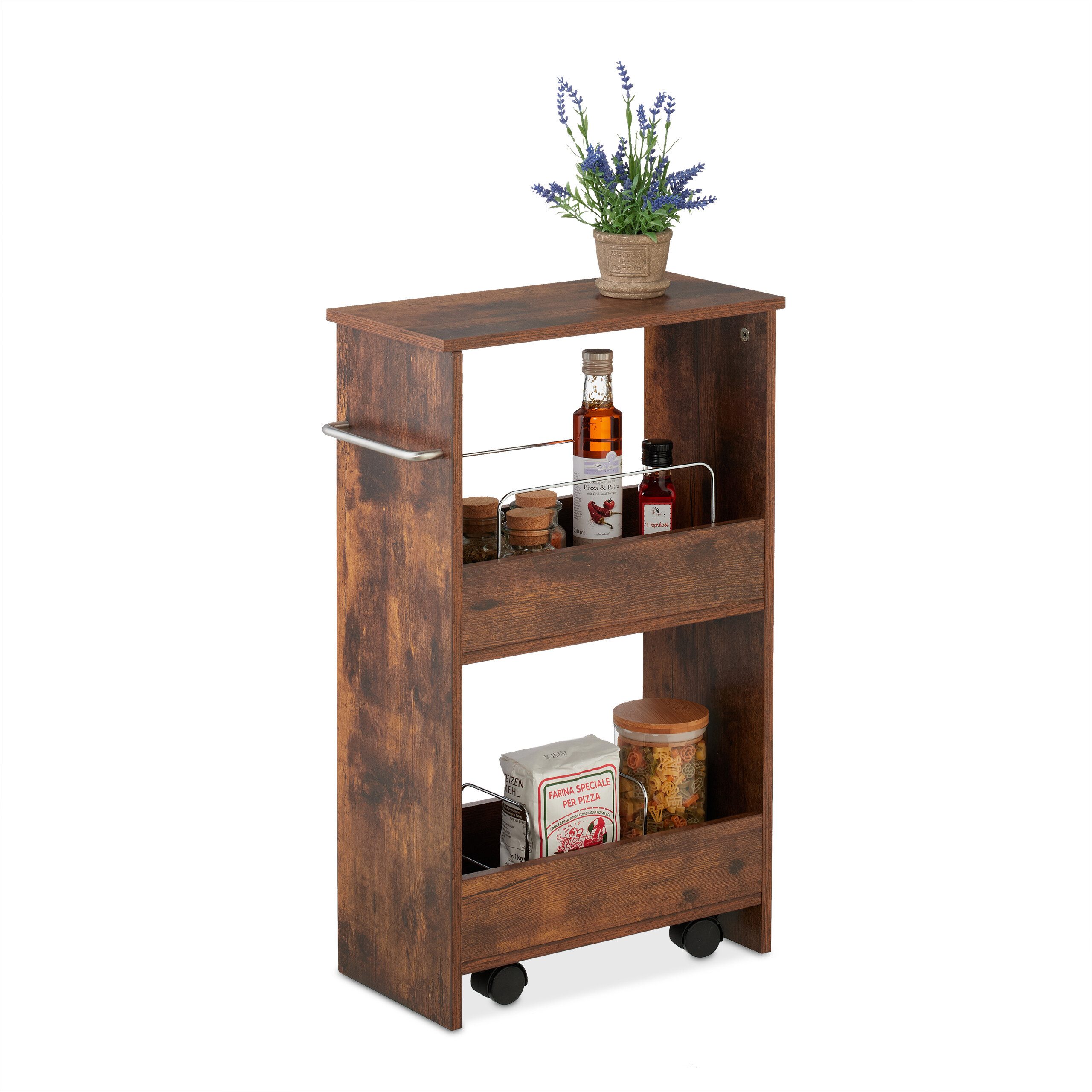 relaxdays Rollwagen Nischenwagen mit 3 Ebenen, B