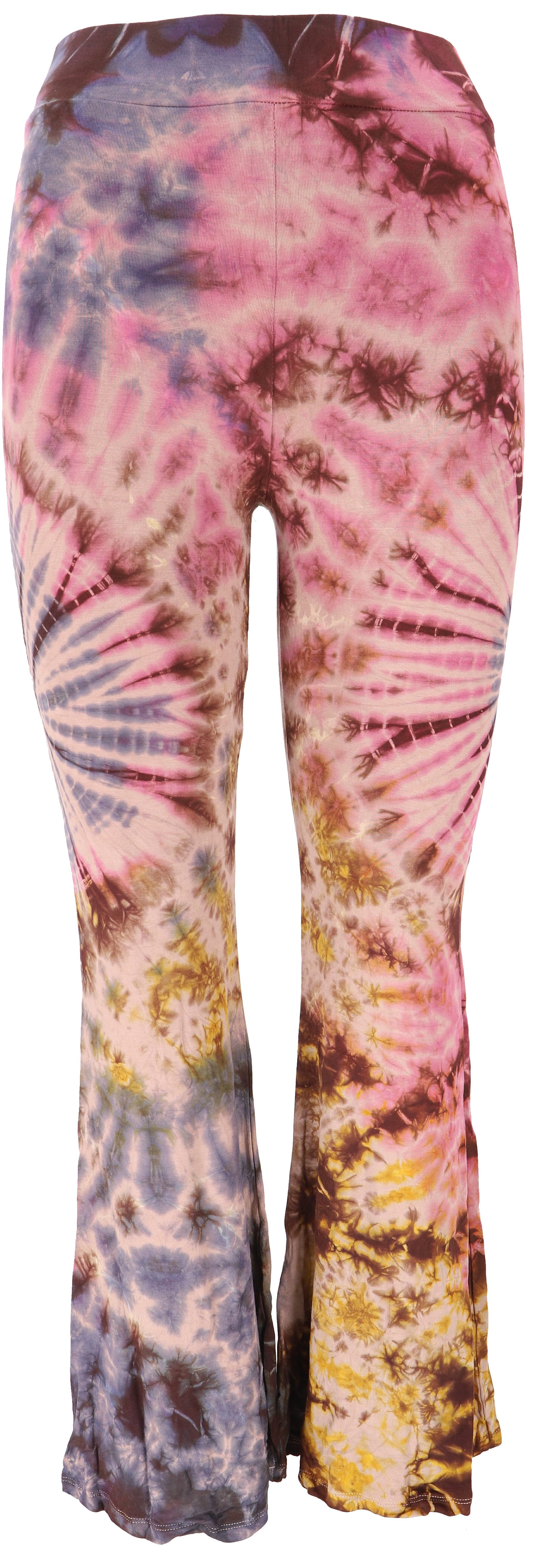 Guru-Shop Hose & Shorts Batik Leggings mit Schlag, Unikat Boho.. alternative Bekleidung