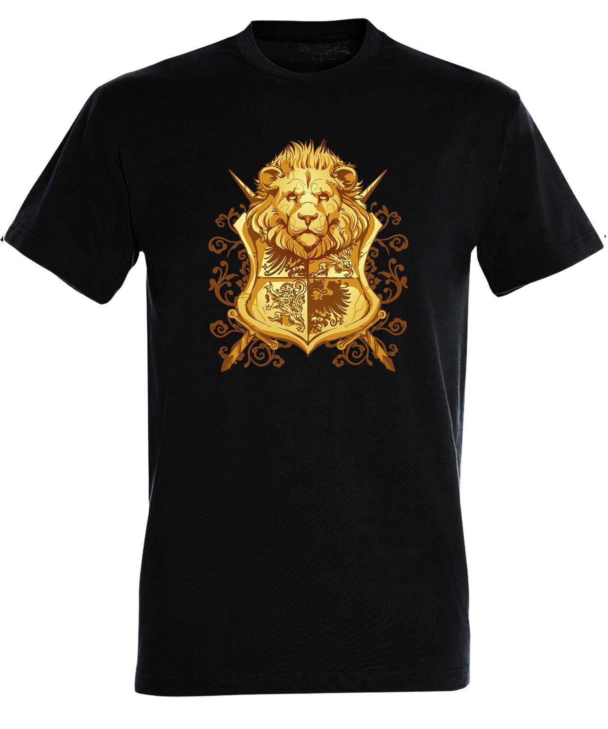 T-Shirt Herren Print Shirt - Majestätisches Löwenwappen T-Shirt
