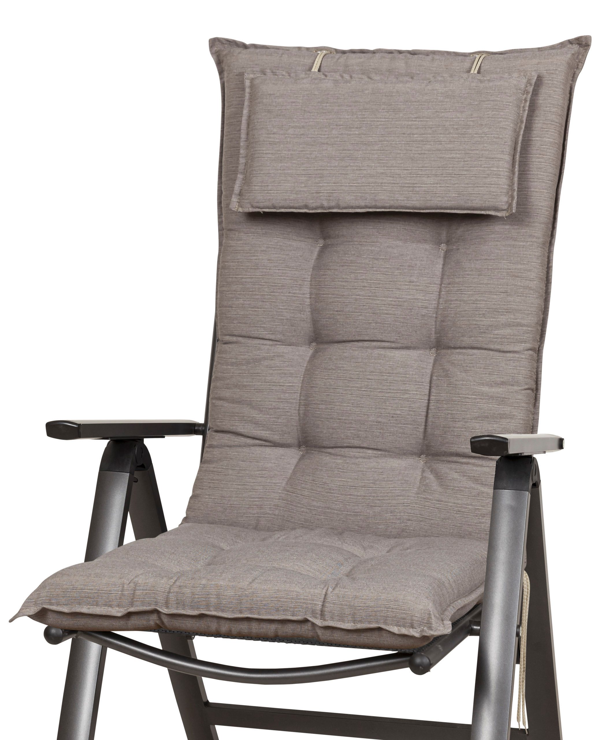 Sun Garden Hochlehnerauflage Hochlehner Sylt 50318-625 taupe 119x50x8 cm Sun Garden, (1 St), Eckhaltebänder mit Bindebändern