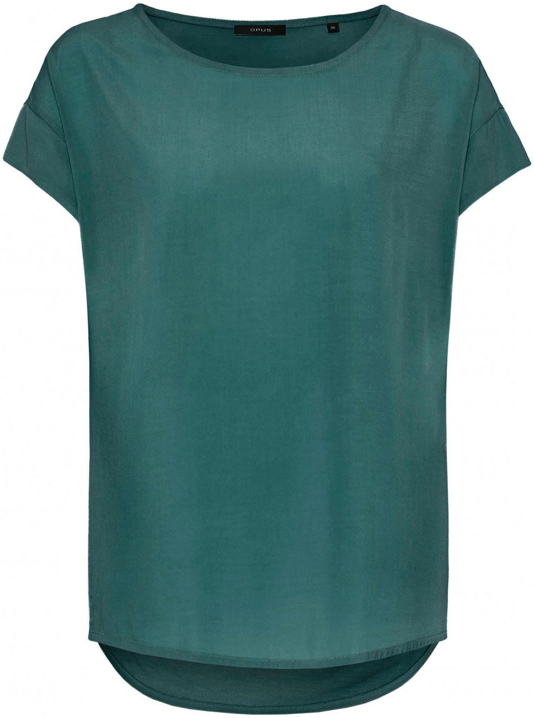 OPUS Blusenshirt Skita im deep edlen teal Material-Mix