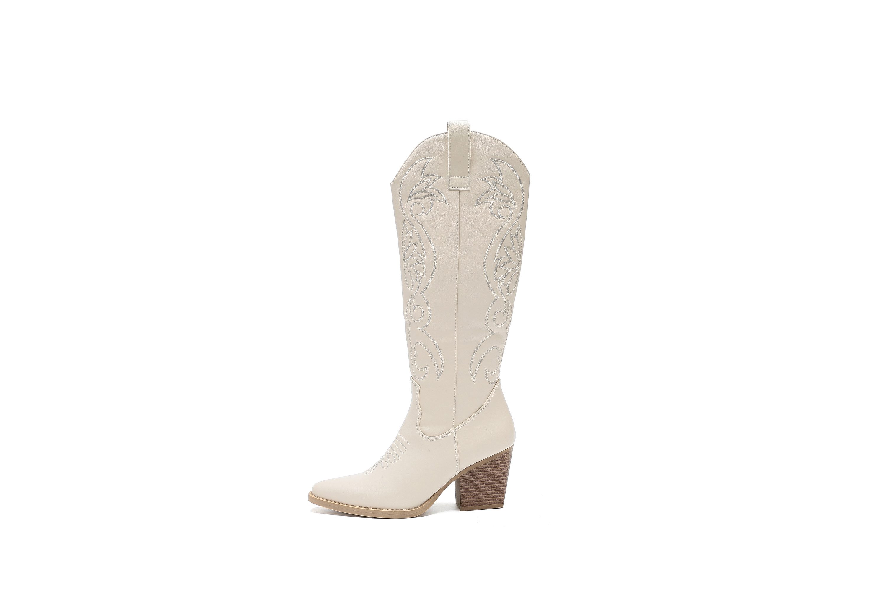 Salinyang Damen Cowboy Stiefel Western Style mit Stickerei & Reißverschluss Cowboystiefel