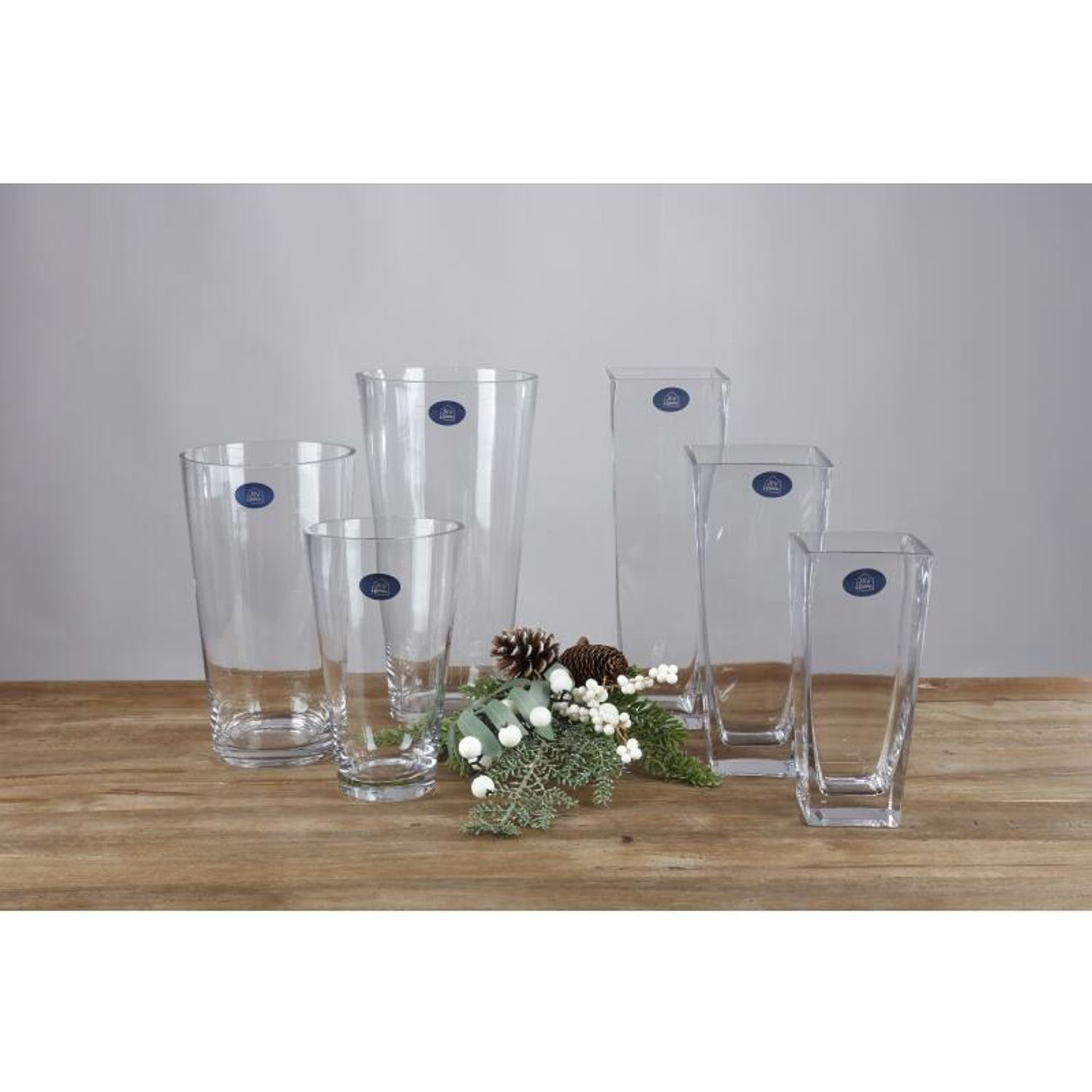 BURI Tischvase 6x Vasen Glas Konisch Dekoration Tisch Blumen Pflanzen Gefäß Strauß Vä