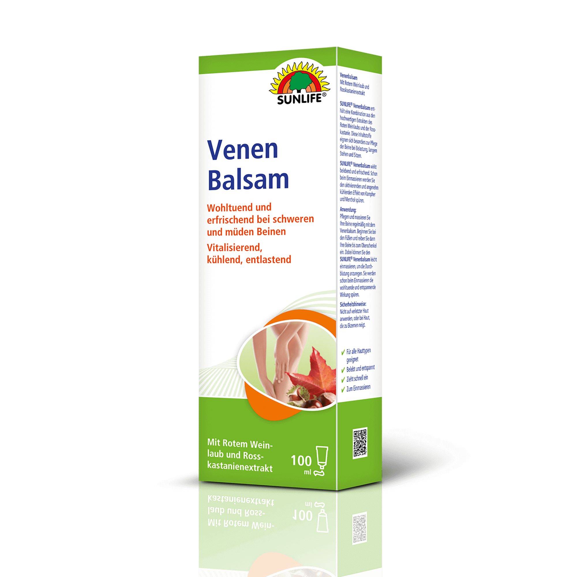 SUNLIFE Körperbalsam SUNLIFE® Venen Balsam 100 ml Kühlend Pflege Durchblutung Erfrischung