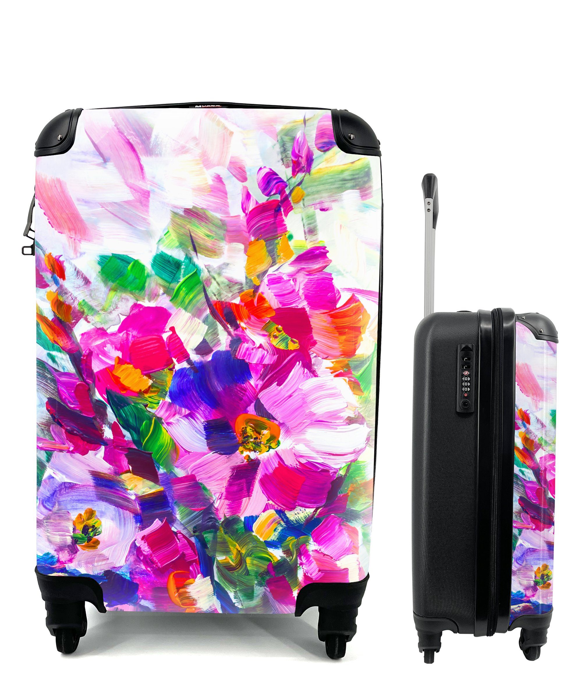 MuchoWow Handgepäckkoffer Impressionismus Ölmalerei 4 Reisekoffer Trolley, Ferien, - Handgepäck Farben, mit Rollen, Reisetasche rollen, für 