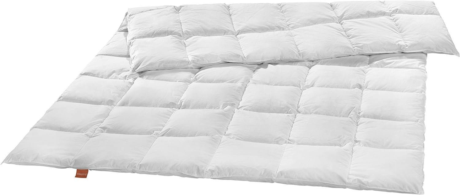 sleepling Federbettdecke für den Winter in den Größen 135x200, 155x220 und 220x240 cm, Füllung: 100% neue Federn, Bezug: Mako Baumwolle, für Всеrgiker geeignet, mit Down-Pass