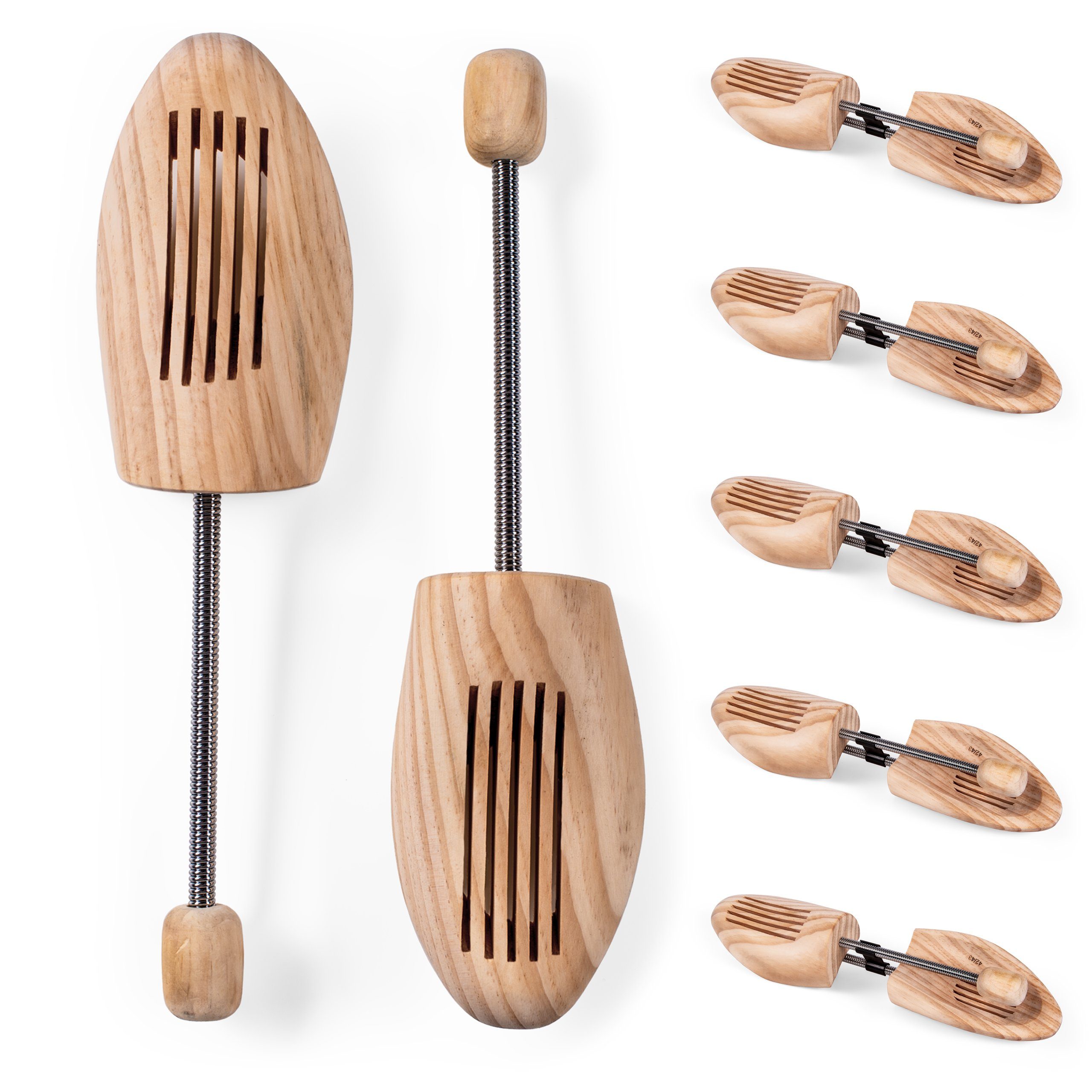 Blumtal Schuhspanner für Damen und Herren aus Echt-Holz (5-tlg., 1 Paar, 2 Paar, 5 Paar), atmungsaktiv aus echtem Kiefernholz, in verschiedene Größen